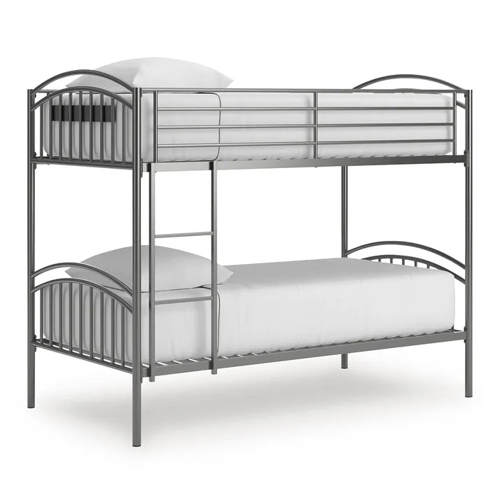 Hilletran - Twin/Twin Bunk Bed With Ladder - Gray
