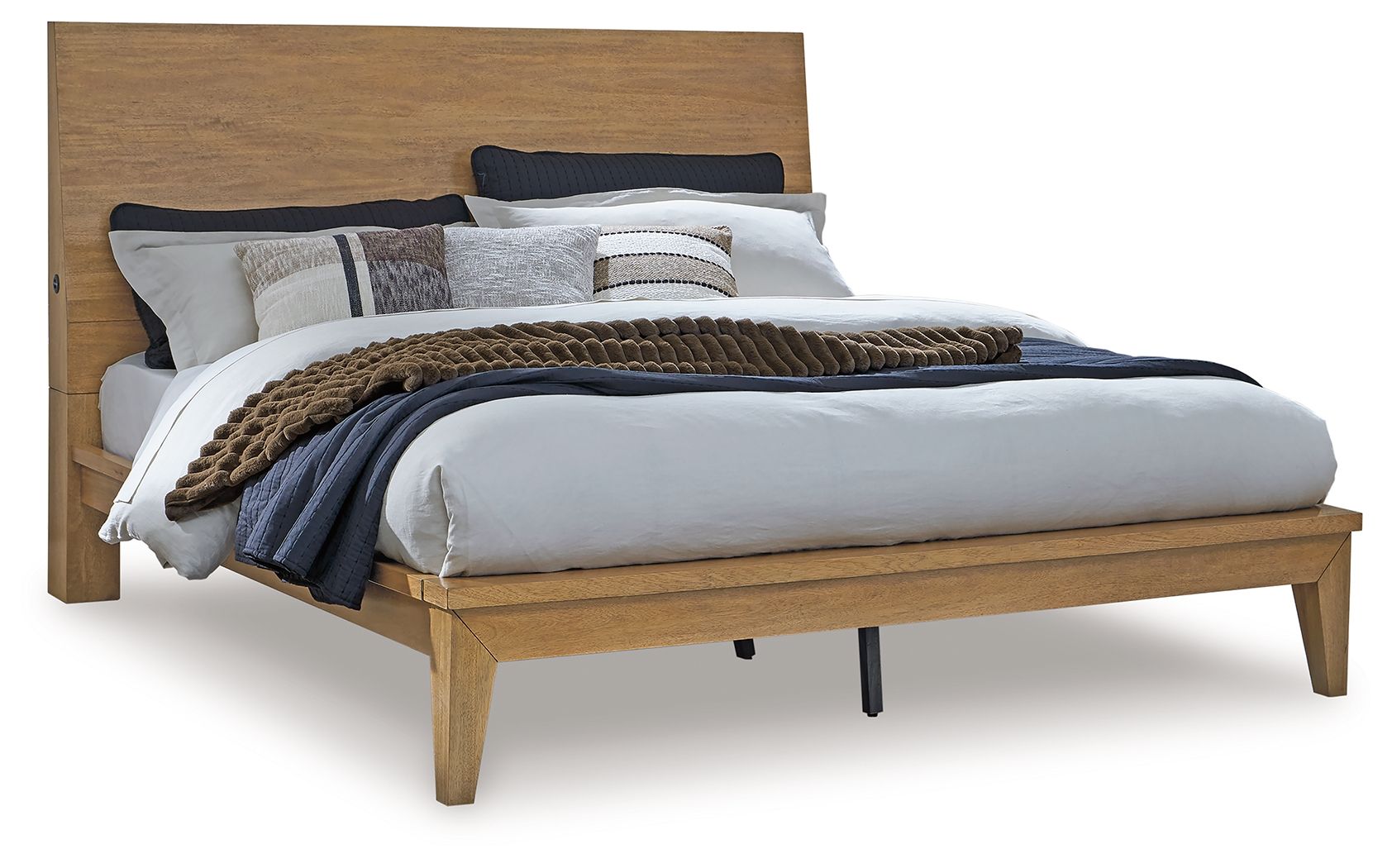 Sherbana - Queen Panel Bed - Light Brown