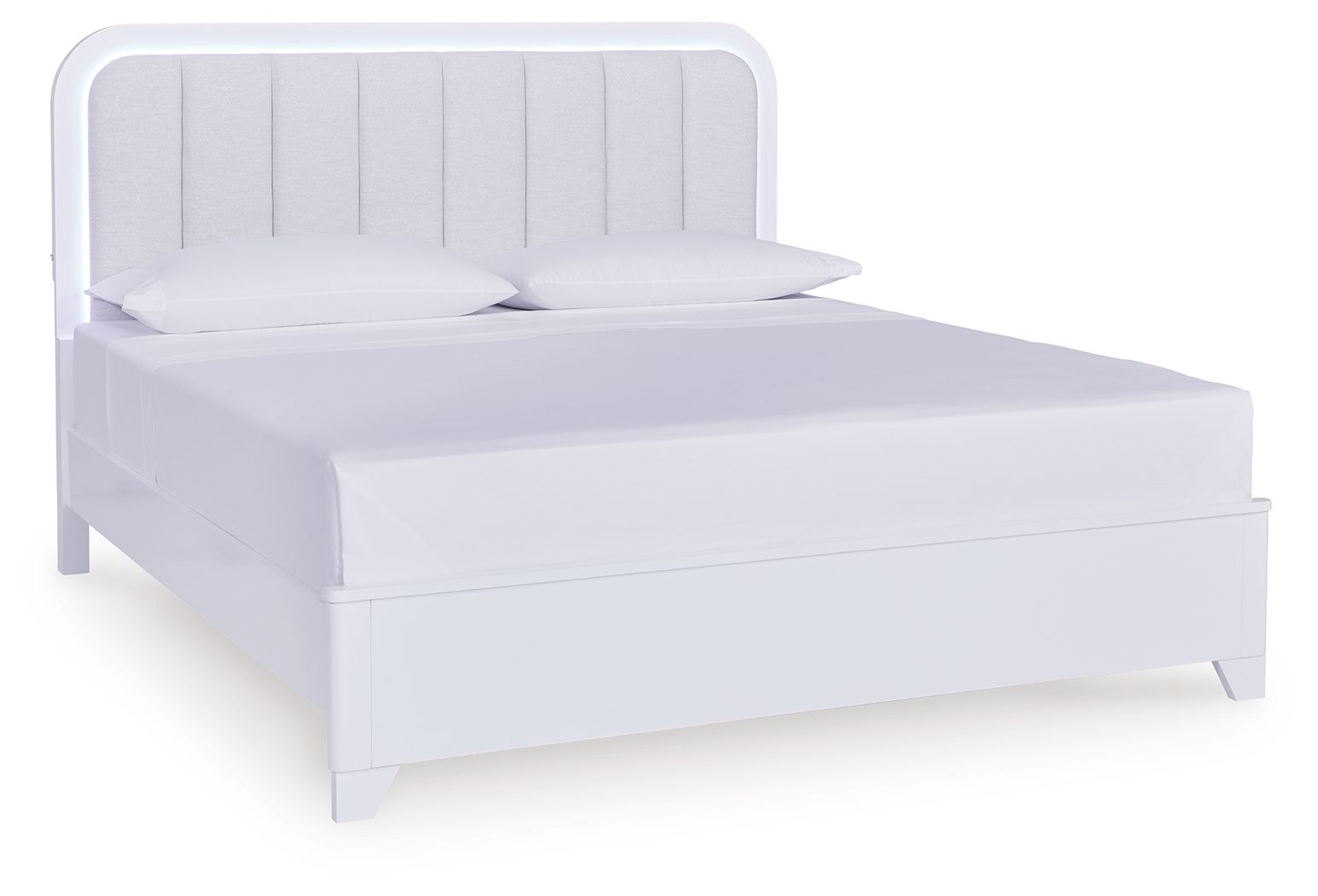 Frostlyn - King Upholstered Panel Bed - White