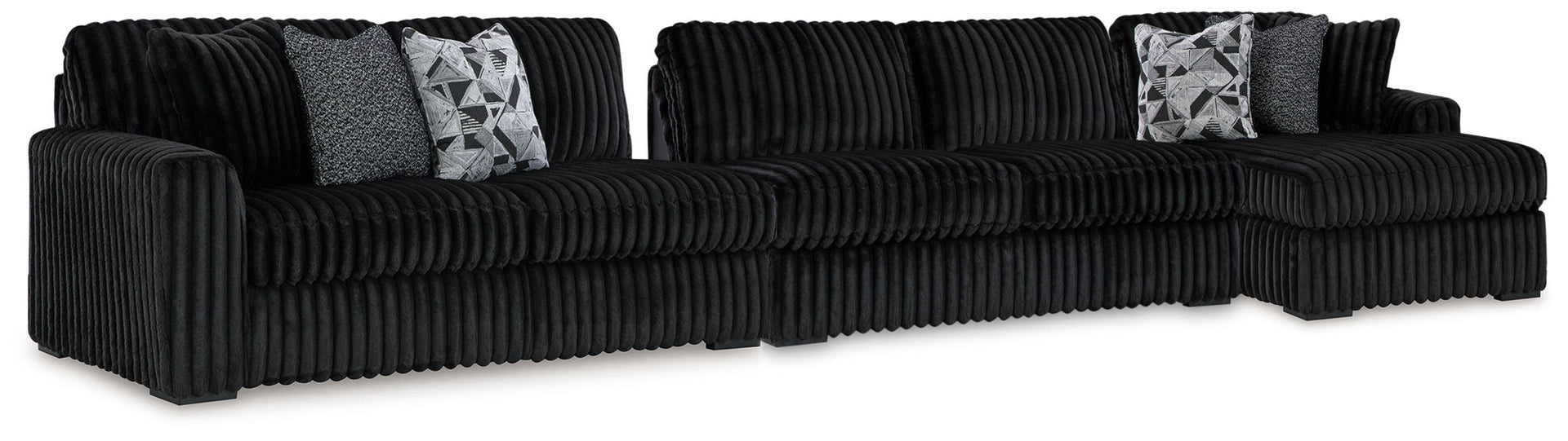 Midnight-Madness - 3-Piece Sectional With Raf Corner Chaise - Onyx