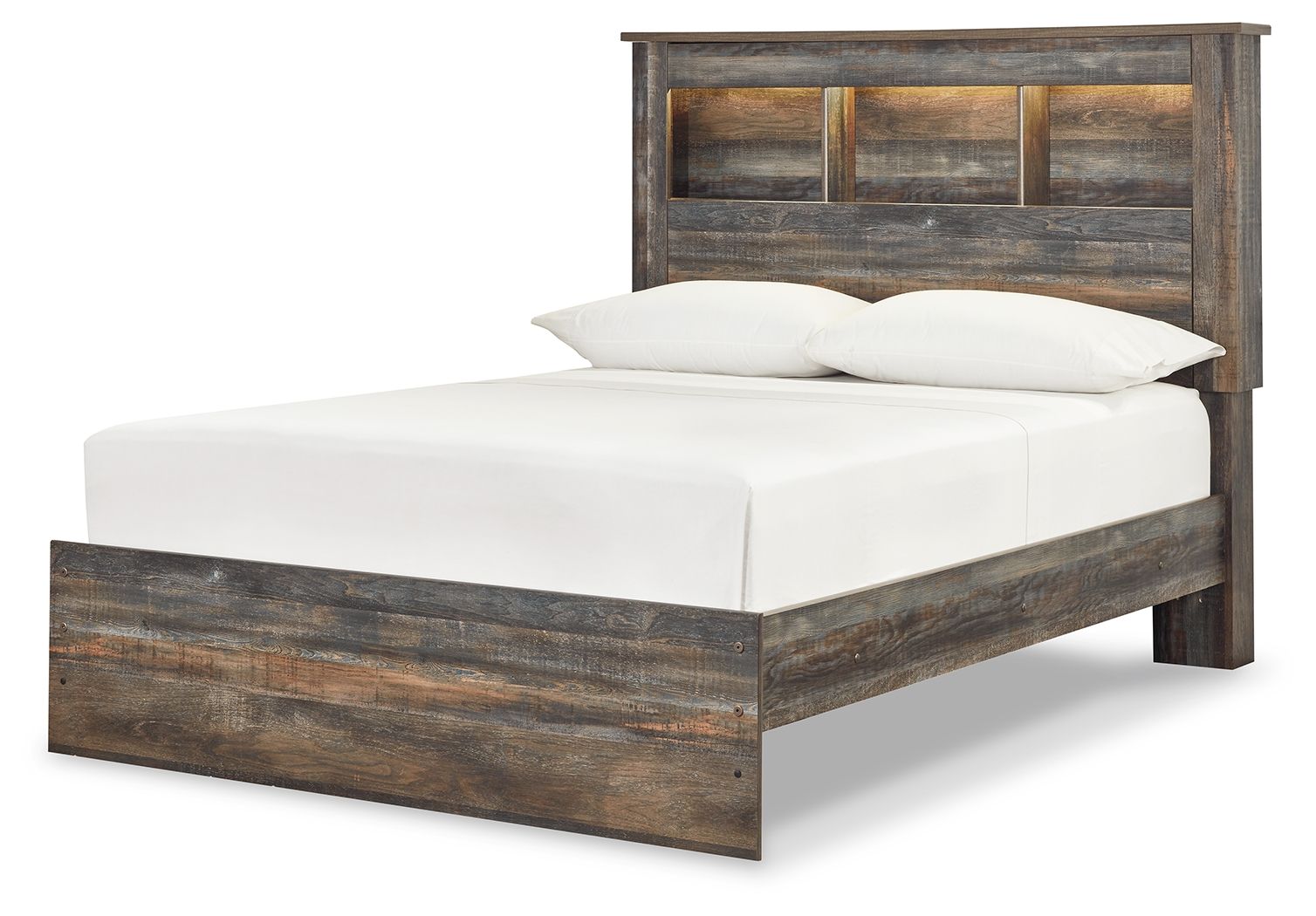 Drystan - Full Panel Bookcase Bed - Brown / Beige