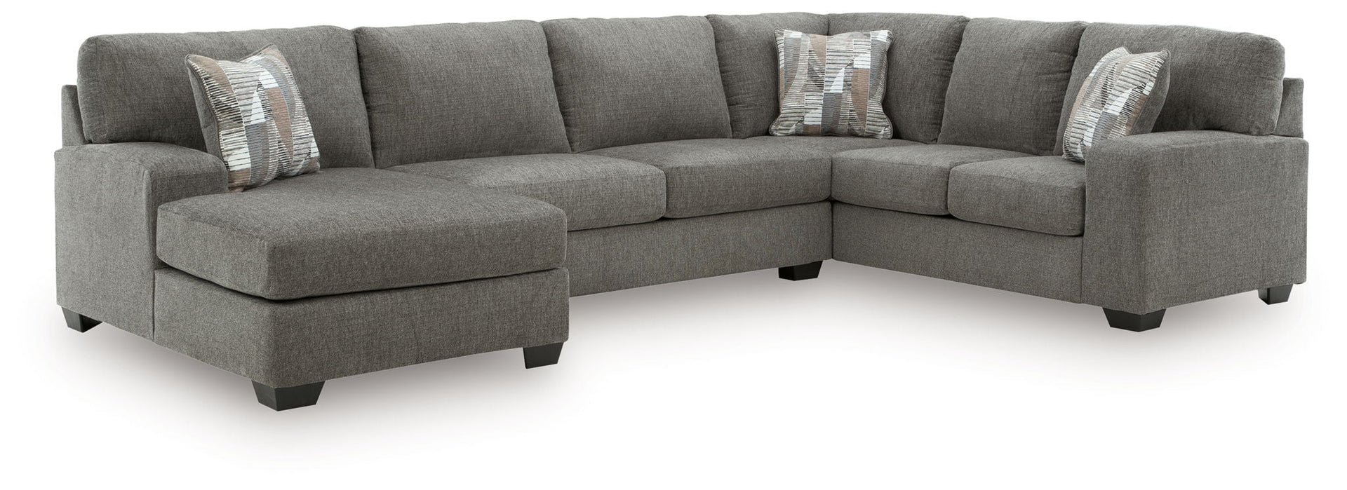 Newellen - 3-Piece Sectional With LAF Chaise And RAF Sofa - Greystone