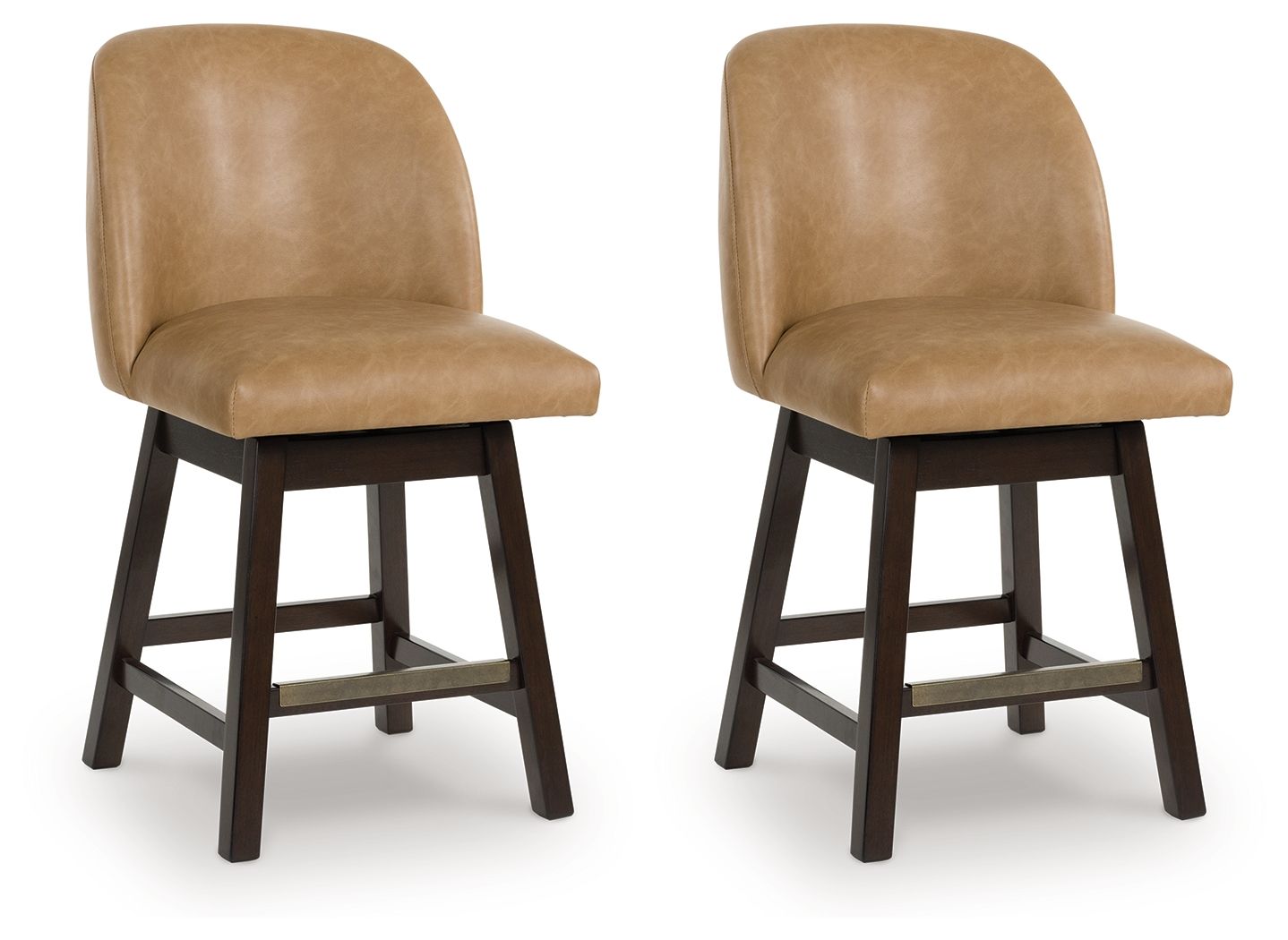 Neymorton - Upholstered Swivel Faux Leather Barstool - Dark Grayish Brown