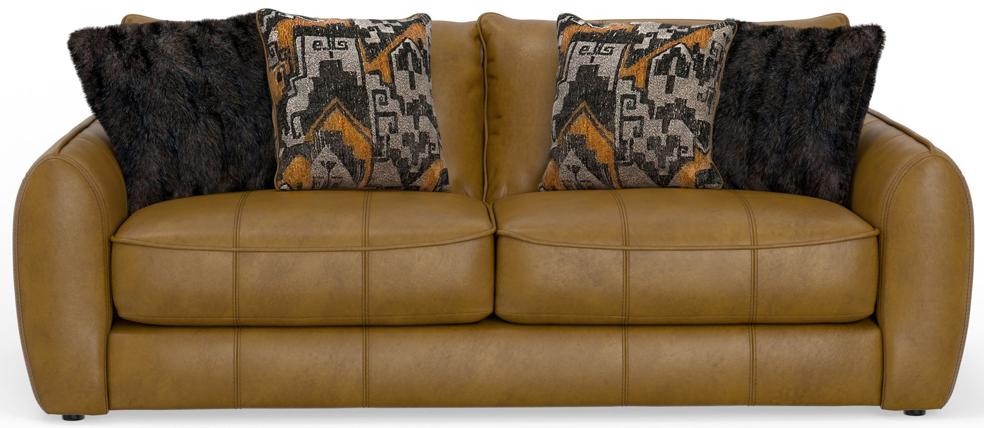 Corvara Top Grain Italian Leather Match Sofa - Caramel