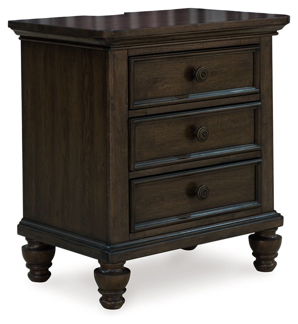 Veramond - Three Drawer Night Stand - Dark Brown