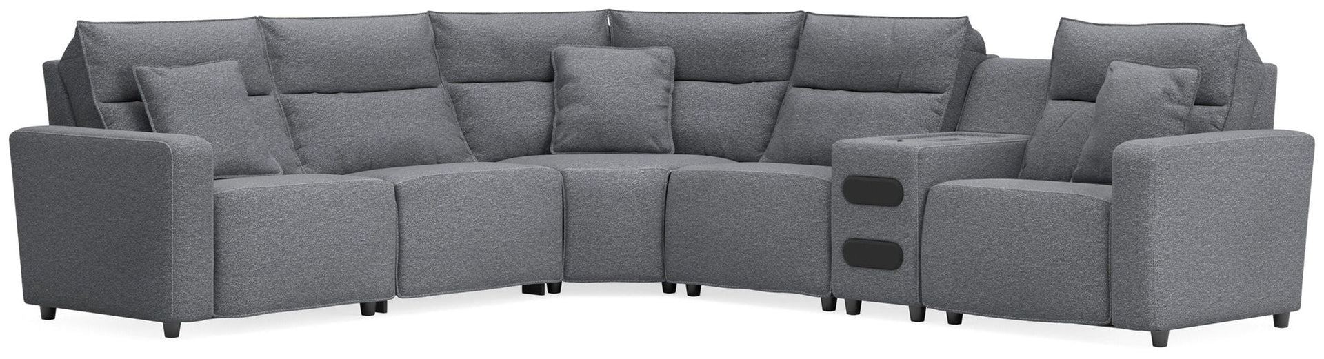 Modmax II - 6-Piece Power Reclining Sectional With Audio Console - Salt And Pepper