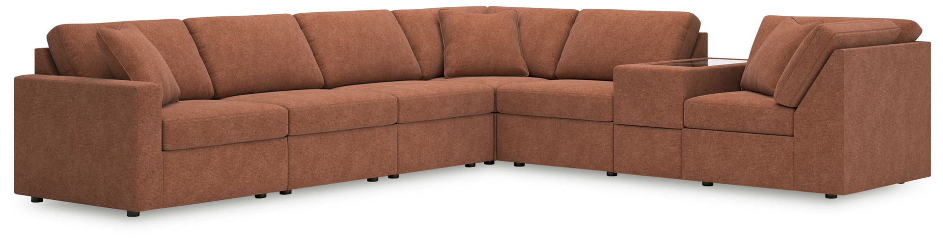Modmax - 7-Piece Sectional With Storage Console And Laf Corner Chair - Spice