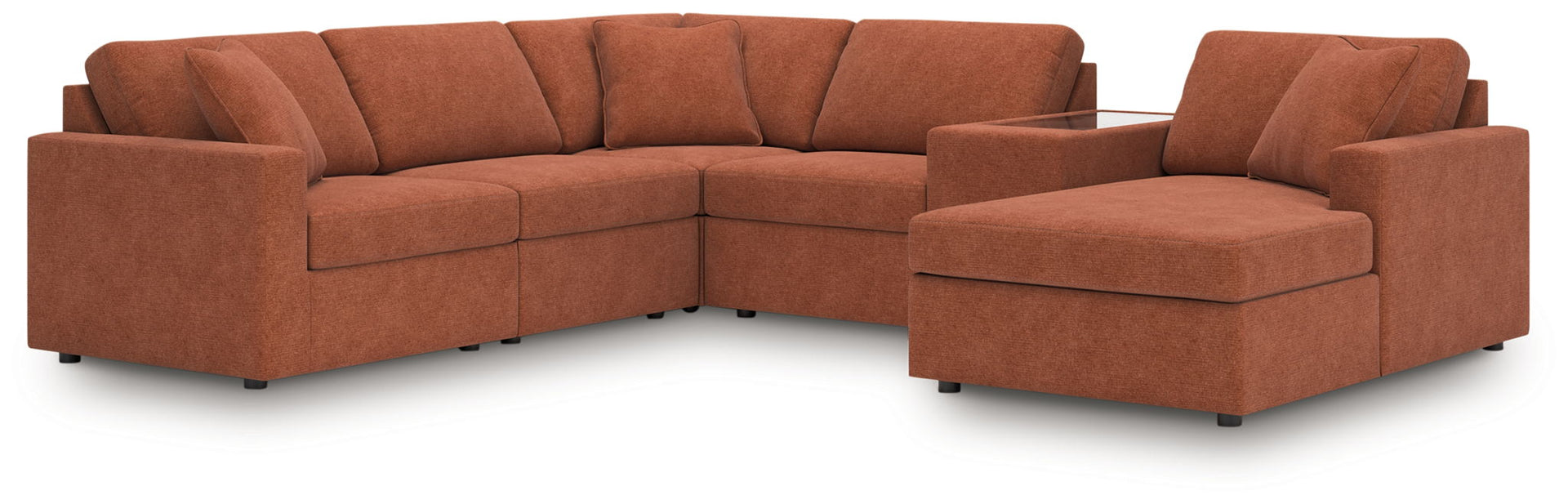 Modmax - 6-Piece Sectional With Raf Corner Chaise, Laf Corner Chair And Storage Console - Spice