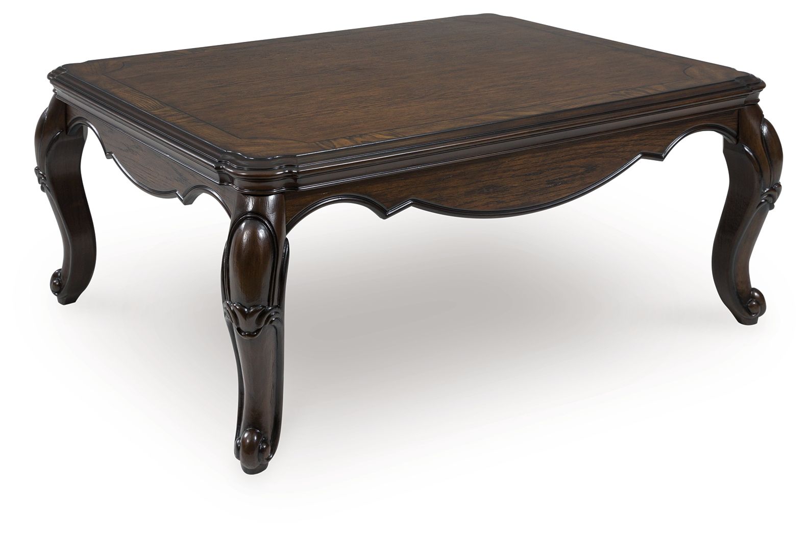 Maylee - Rectangular Cocktail Table With Cabriole Legs - Dark Brown