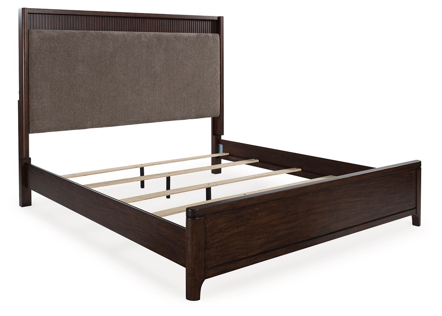 Korestone - California King Upholstered Panel Bed - Dark Brown