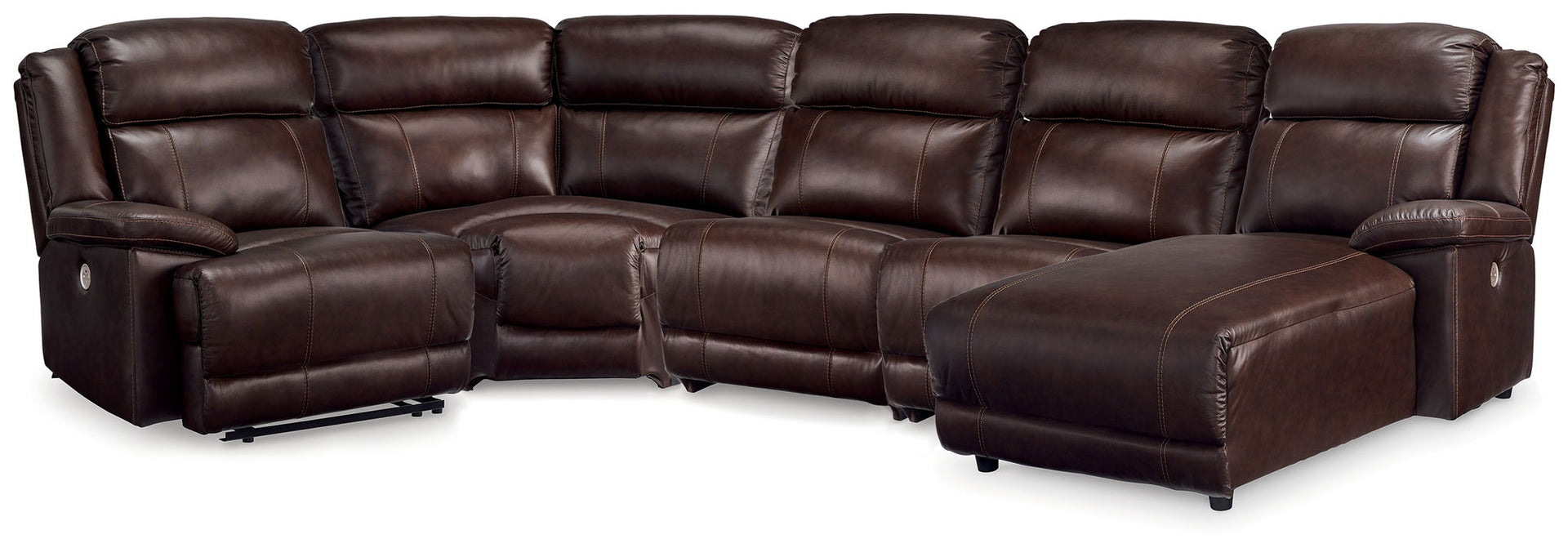 VonKurt - 5-Piece Power Reclining Sectional With Raf Chaise - Dark Brown