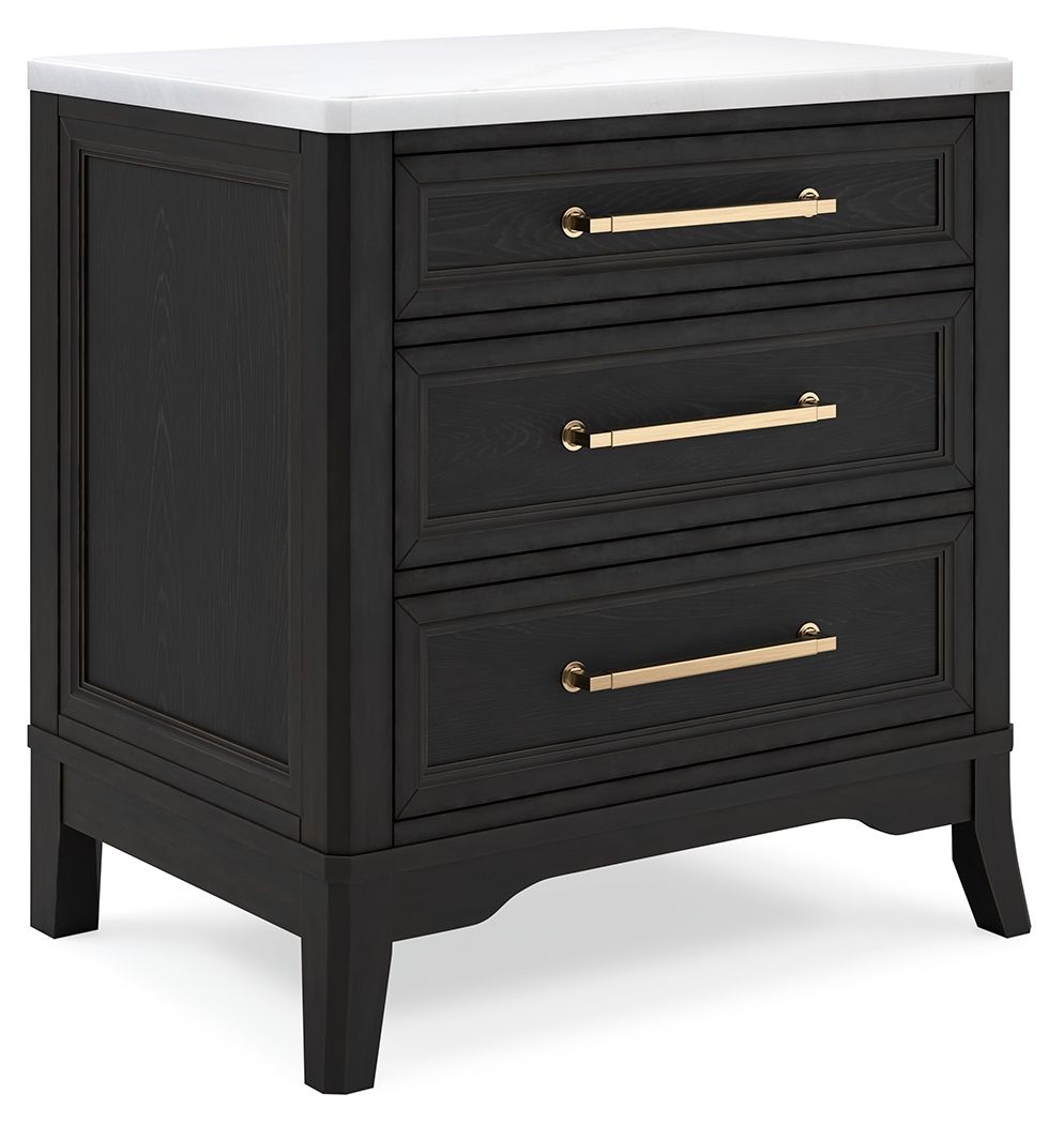 Welltern - Three Drawer Night Stand - Black / White