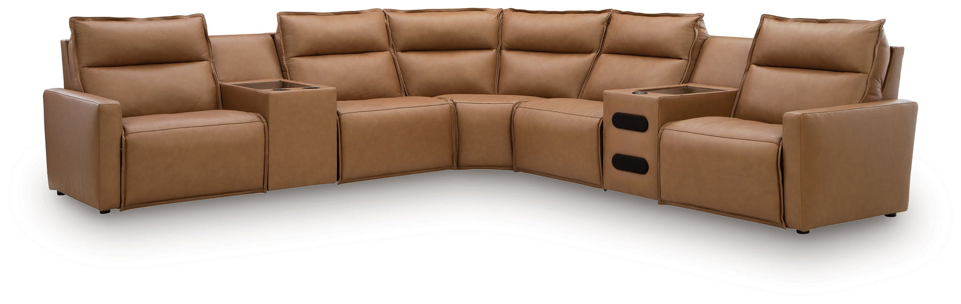 Arrington - 7-Piece Power Reclining Sectional With Audio Console - Butternut