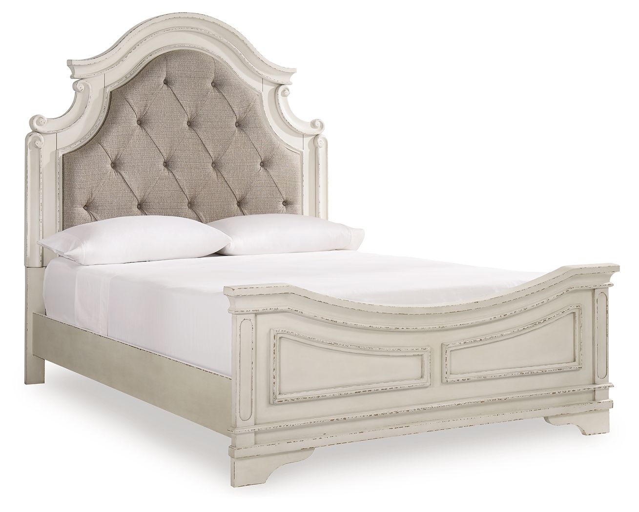 Realyn - Queen Upholstered Panel Bed - Chipped White