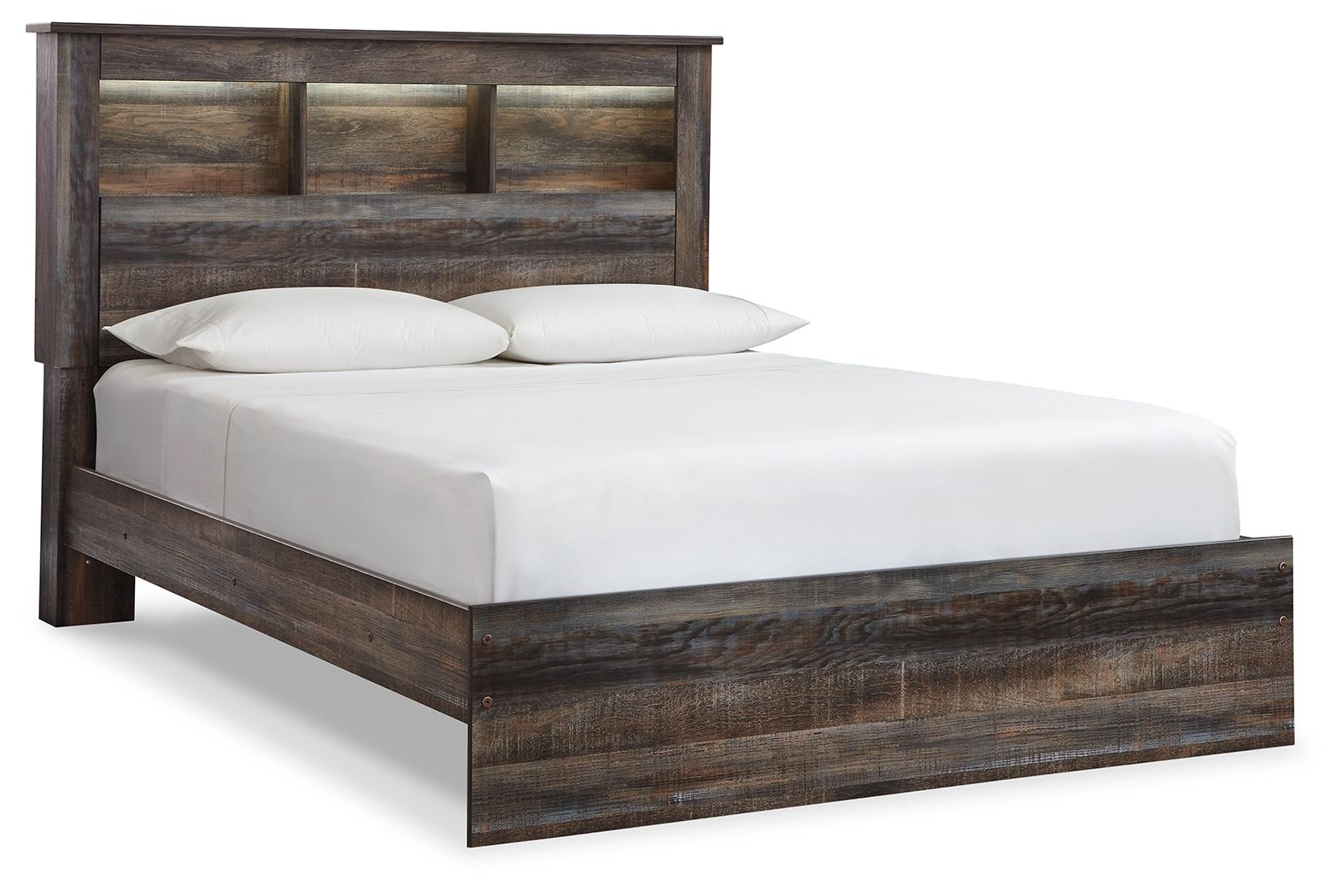 Drystan - Queen Panel Bookcase Bed - Brown / Beige