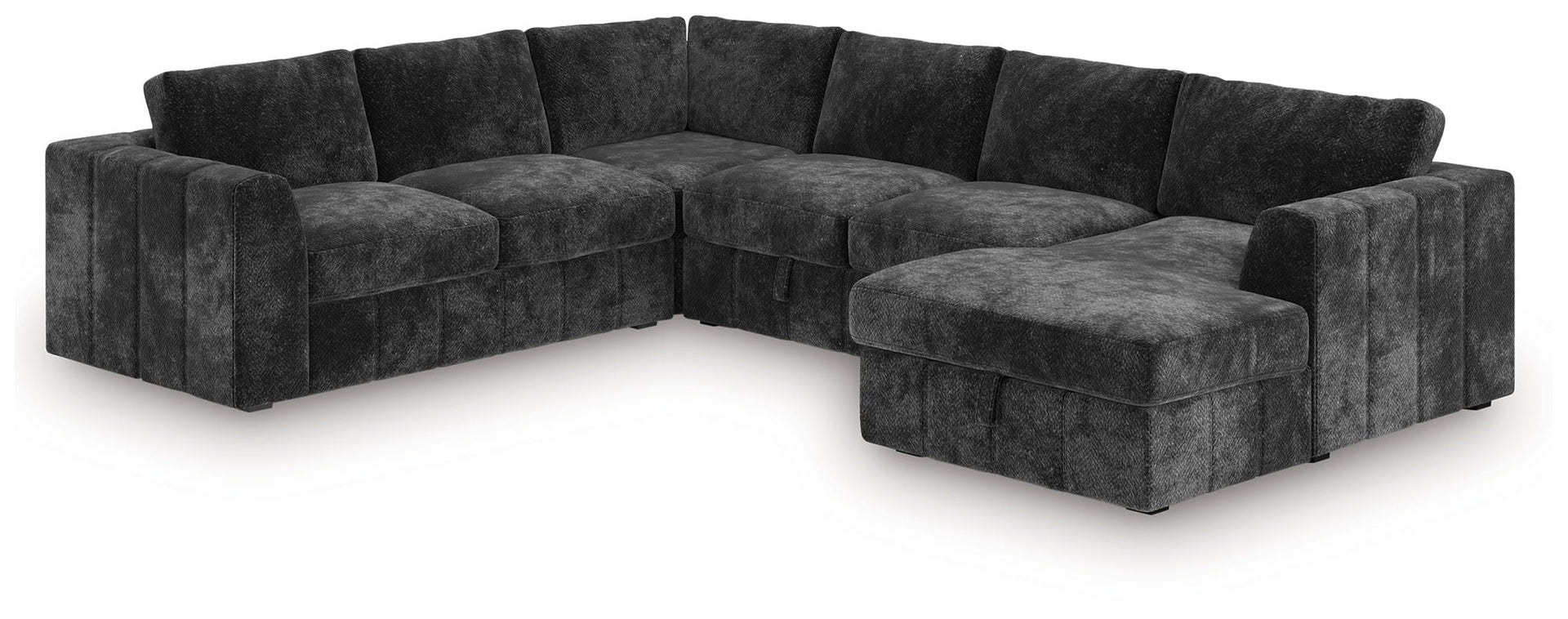 Goodfella - 4-Piece Sectional With Pop Up Sleeper And RAF Corner Chaise With Storage - Graphite