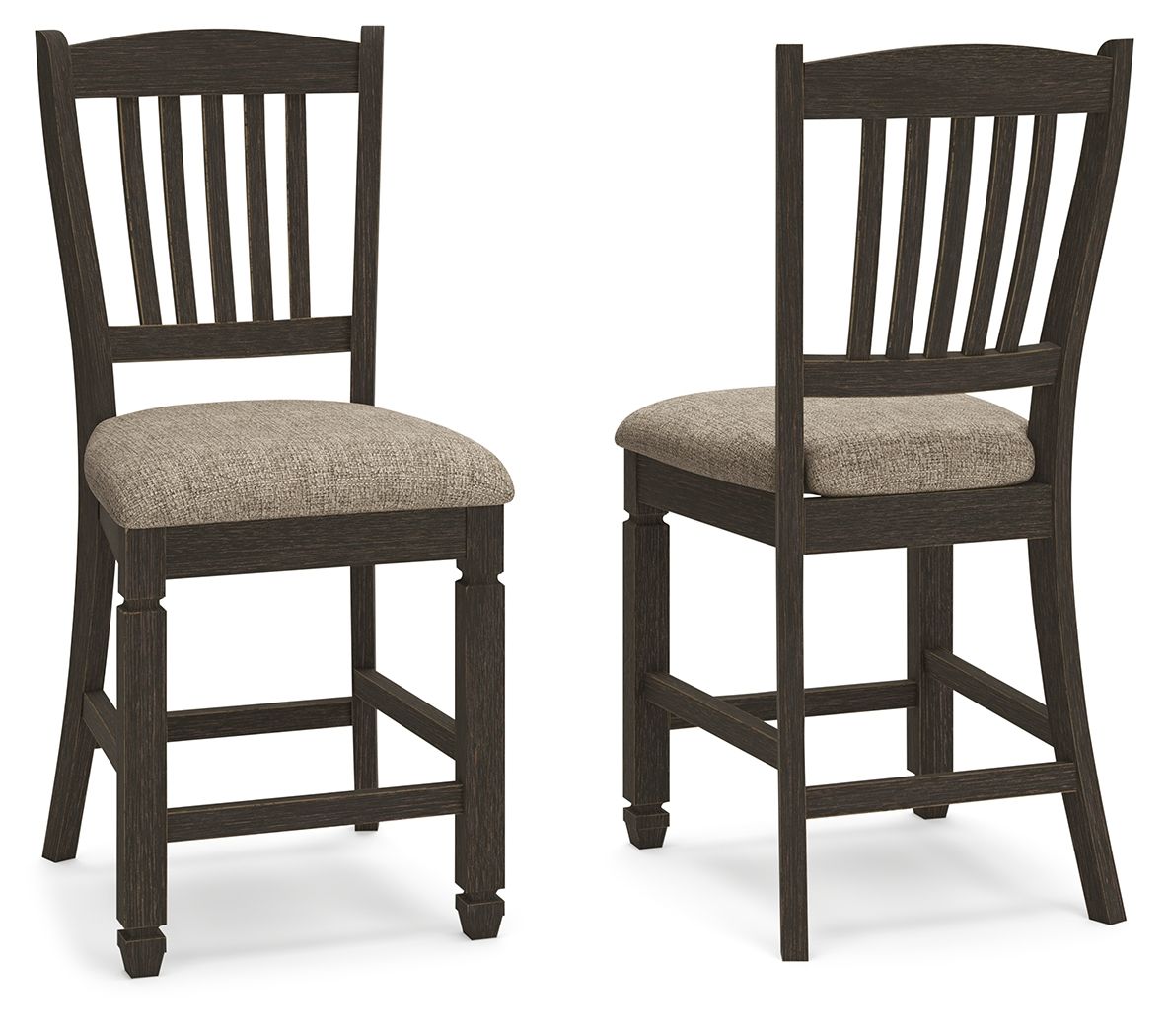 Tyler Creek - Upholstered Barstool - Black / Grayish Brown