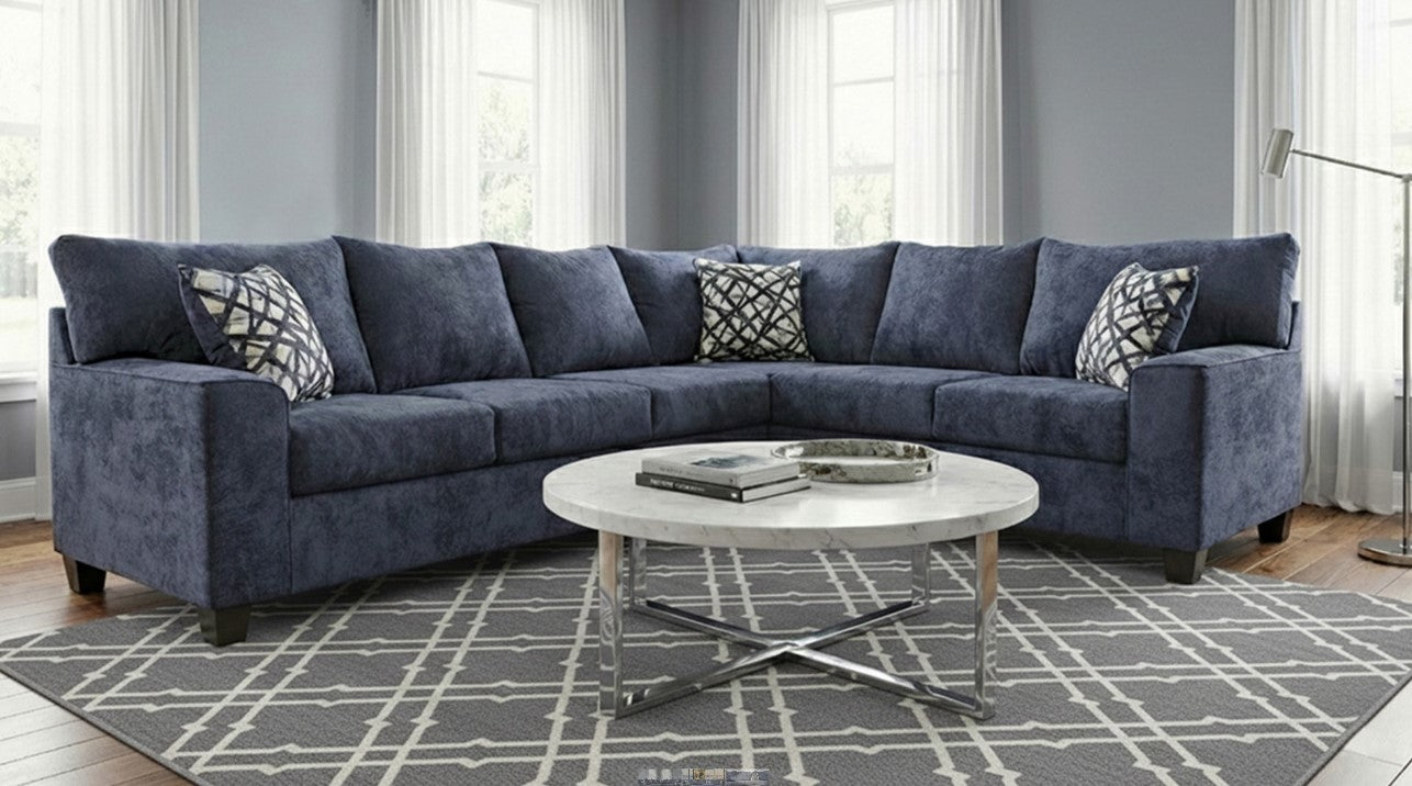 The Easton Mercury Dark Navy 2 Piece Sectional
