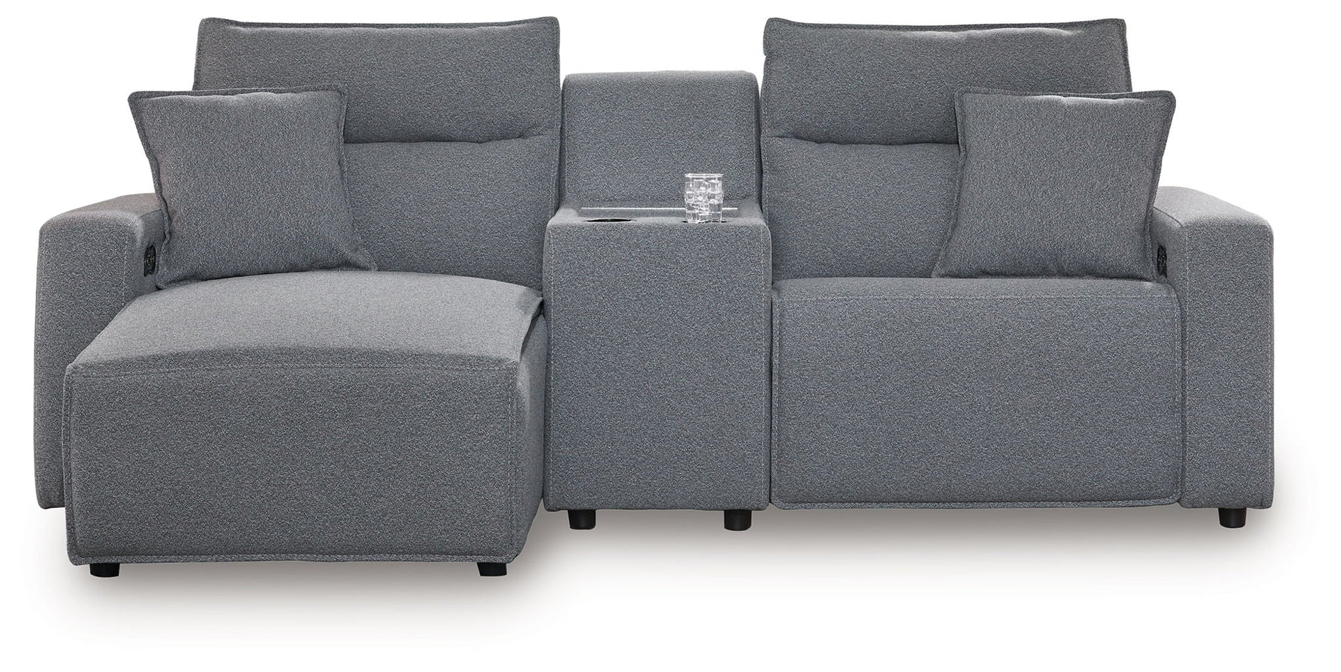 Modmax II - 3-Piece Power Reclining Sectional With LAF Press Back Power Chaise And Console - Salt And Pepper