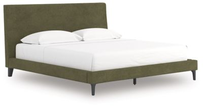 Zadilyn - King Upholstered Bed With Roll Slats - Sage Green