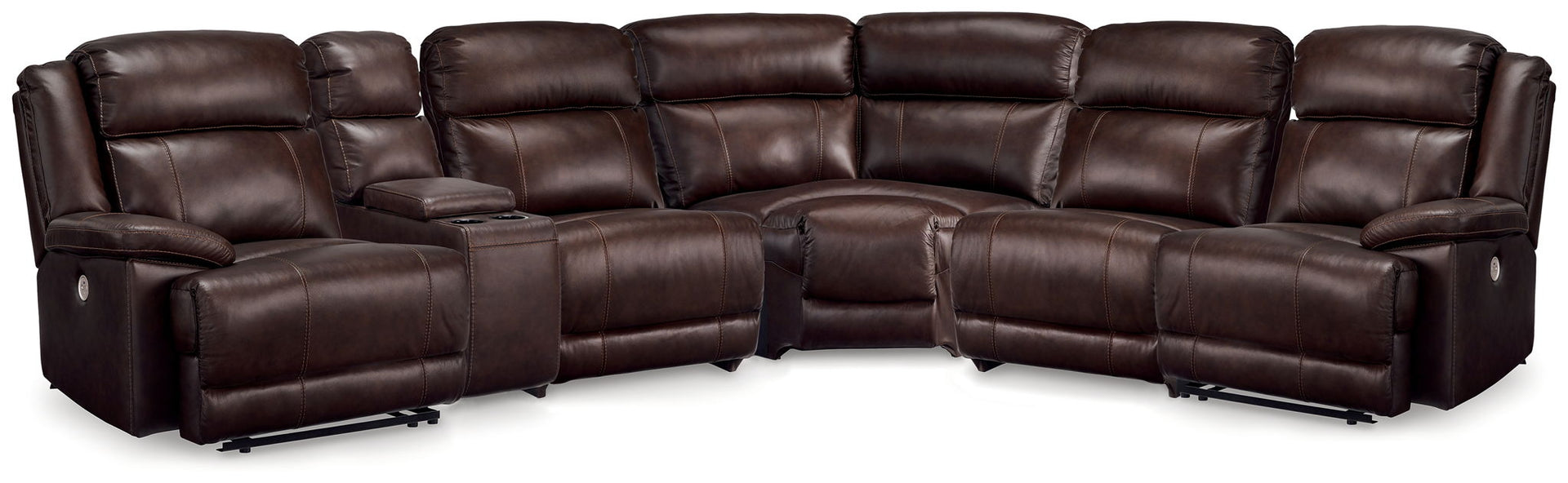 VonKurt - 6-Piece Power Reclining Sectional With Storage Consoles - Dark Brown