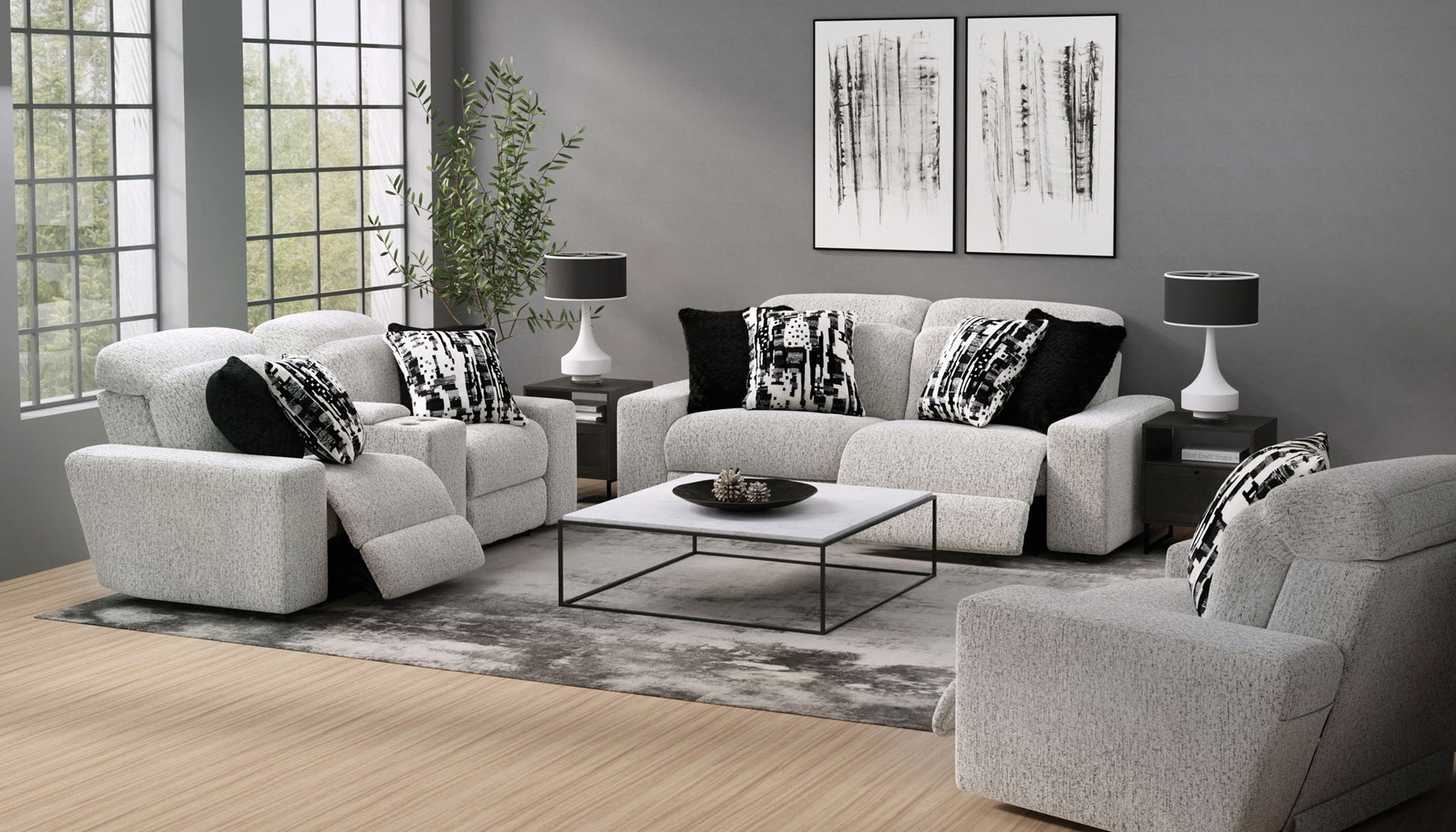 Darby Power Adjustable Headrest Power Reclining Console Loveseat