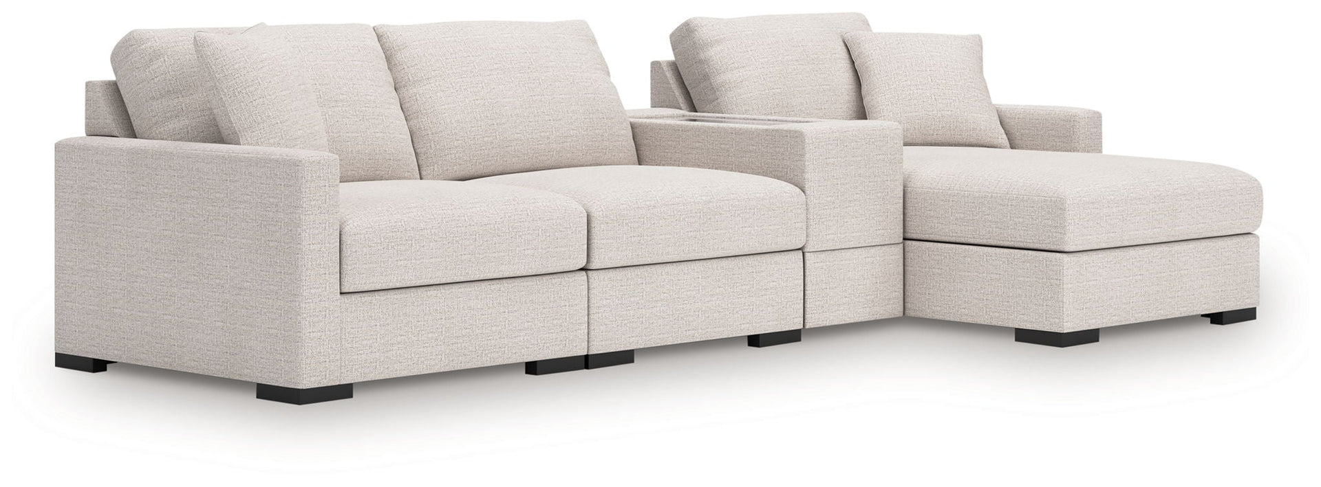 Omaha By Ashley - 4-Piece Sectional With RAF Corner Chaise And Storage Console - Stone