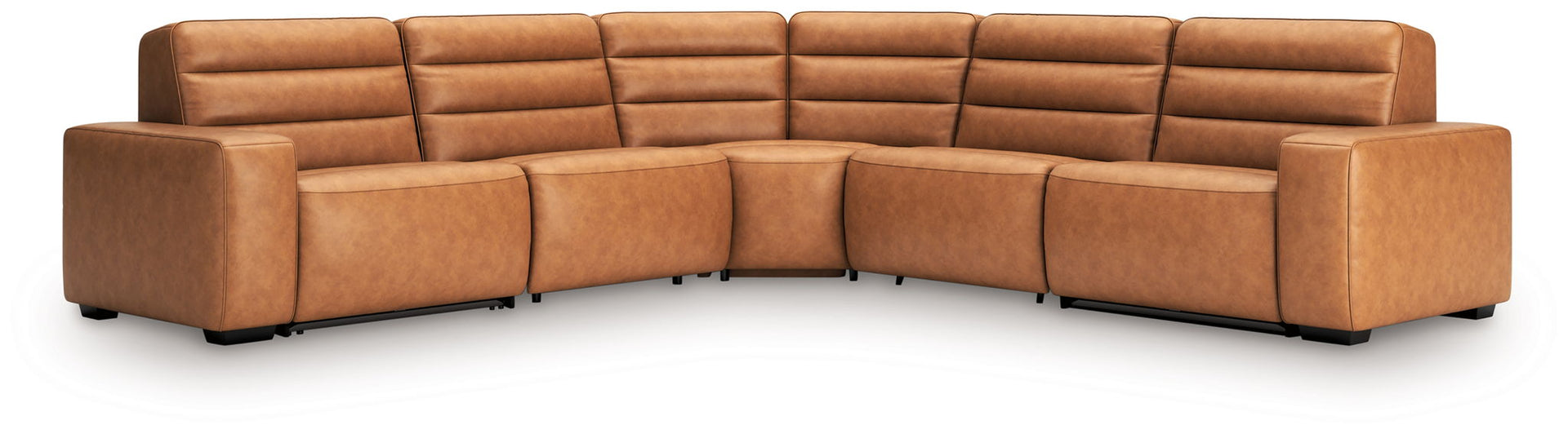 Modero - 5-Piece Power Reclining Sectional With 2 Armless Chairs - Toffee