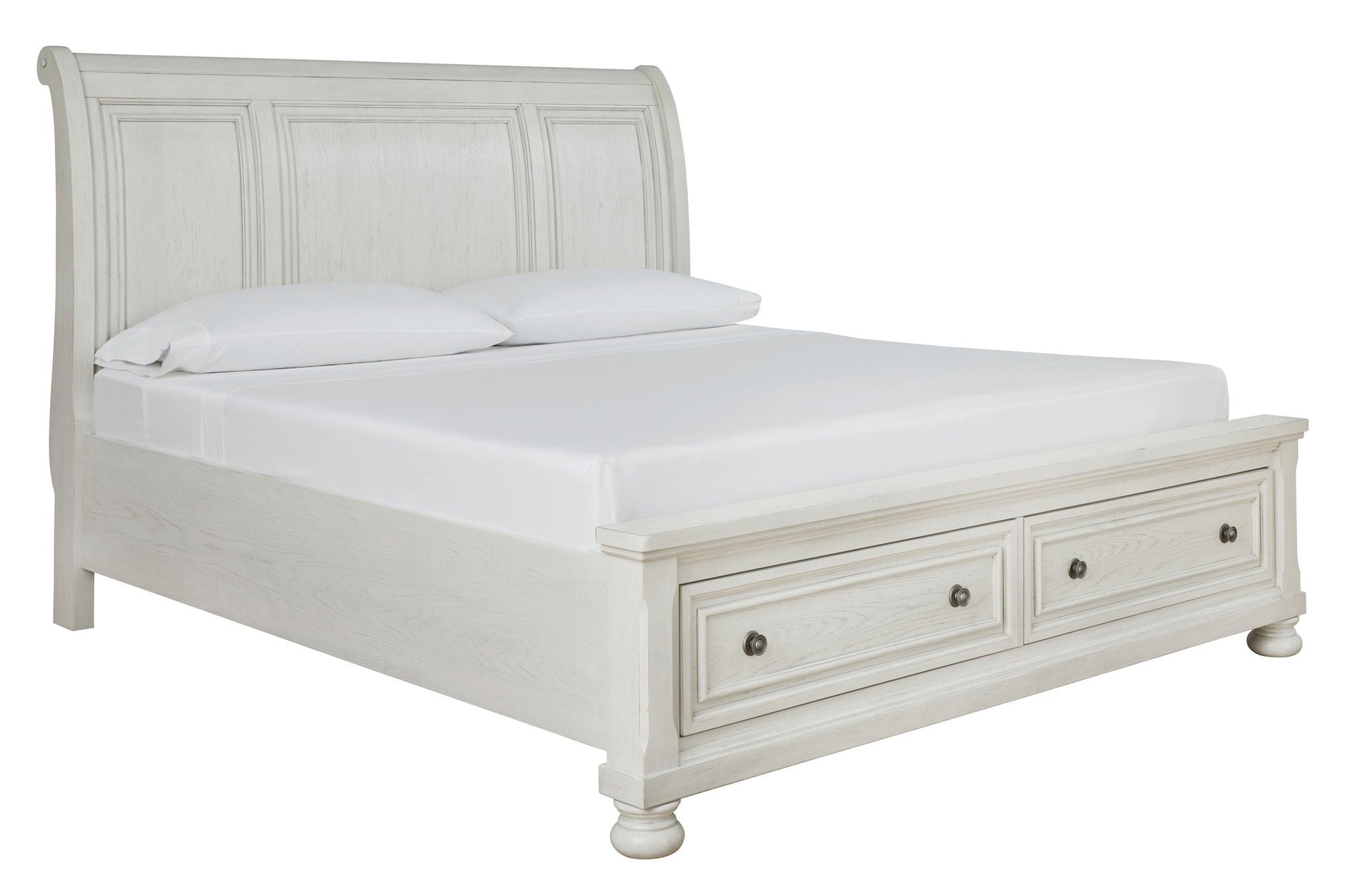 Robbinsdale - Queen Sleigh Bed With 2 Storage Drawers - Antique White