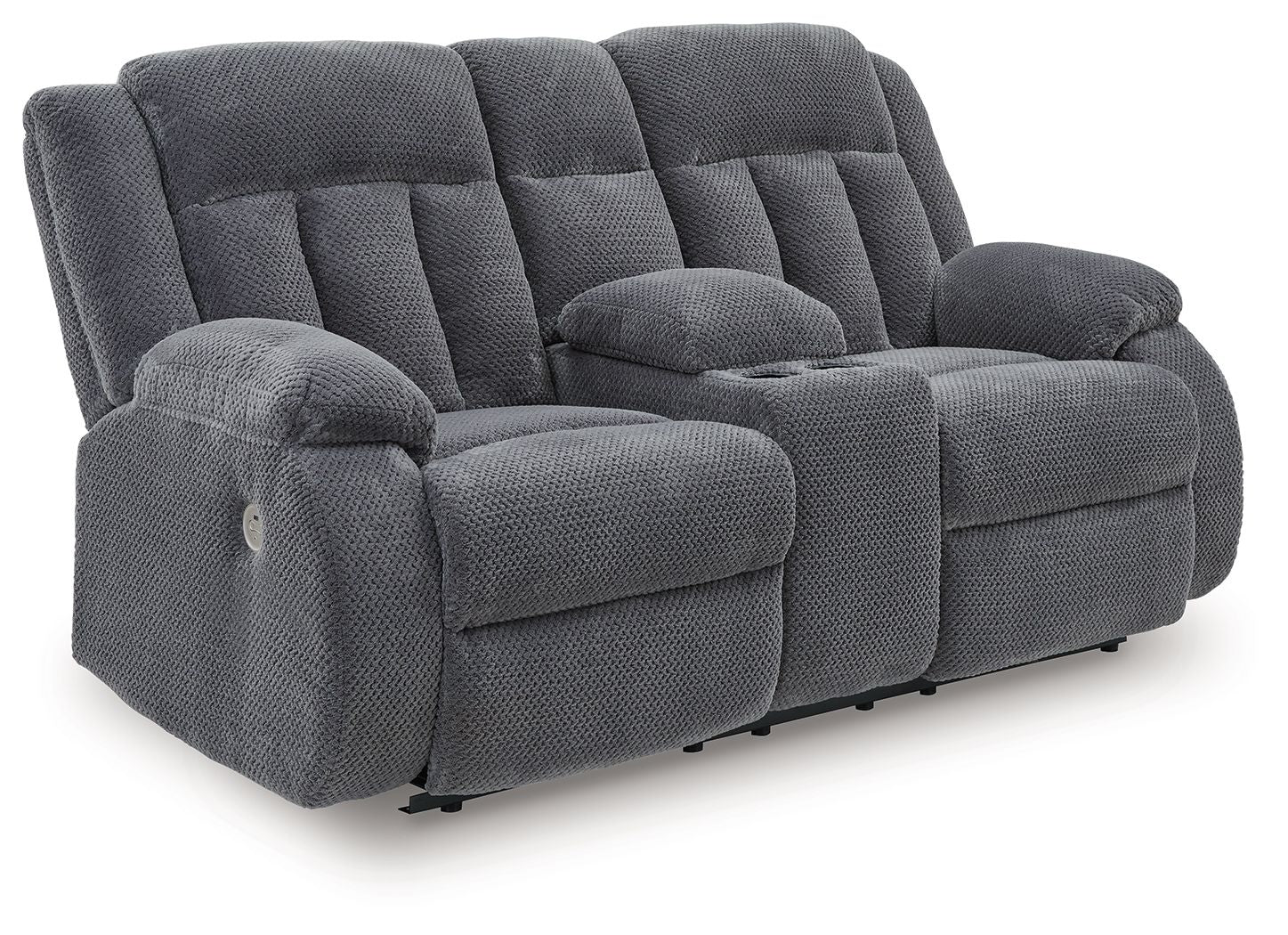 Greely Bend - Double Reclining Power Loveseat With Console - Steel