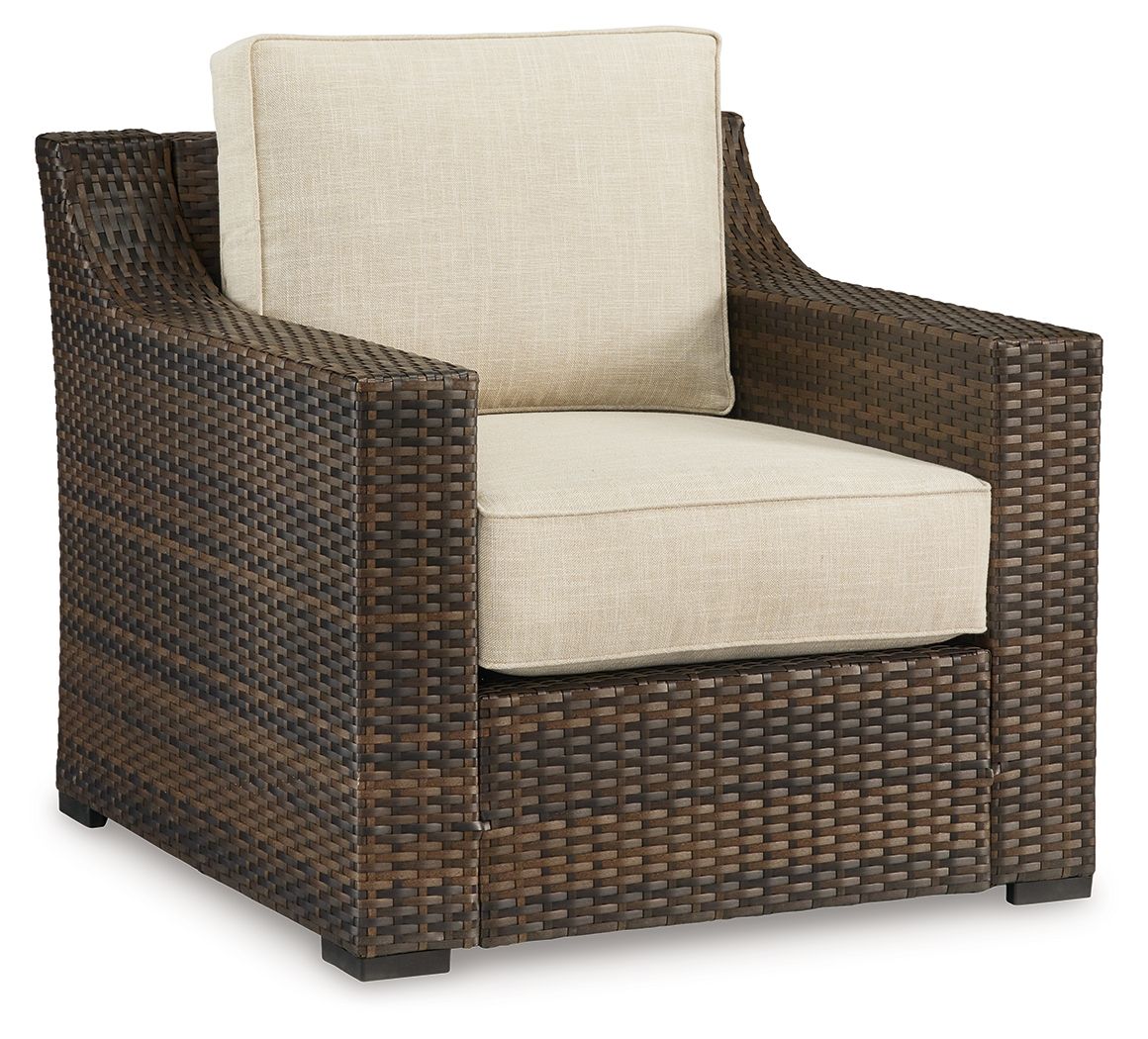 Wellingtons Peak - Lounge Chair With Cushion - Beige / Dark Brown