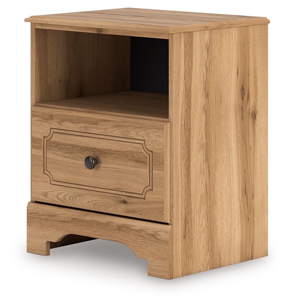Galletyn - One Drawer Night Stand - Warm Brown