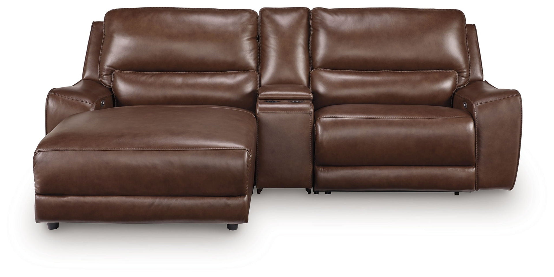 Silverbrooke - 3-Piece Power Reclining Sectional With LAF Press Back Power Chaise And Storage Console - Canyon