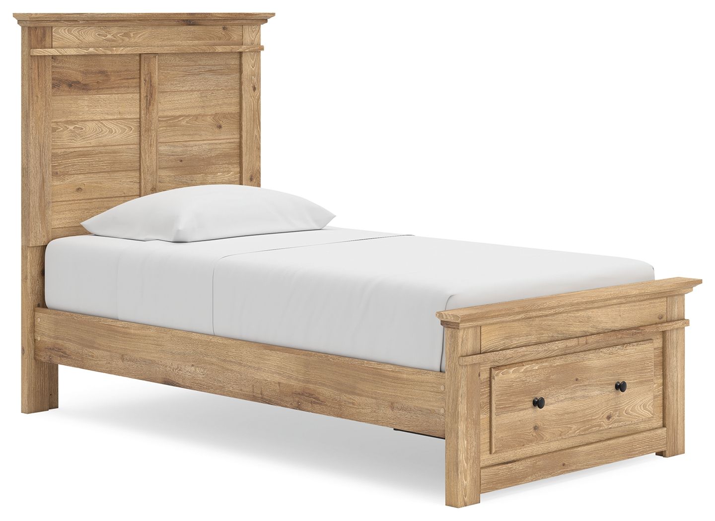 Fenderport - Twin Panel Storage Bed With Storage Footboard - Tan