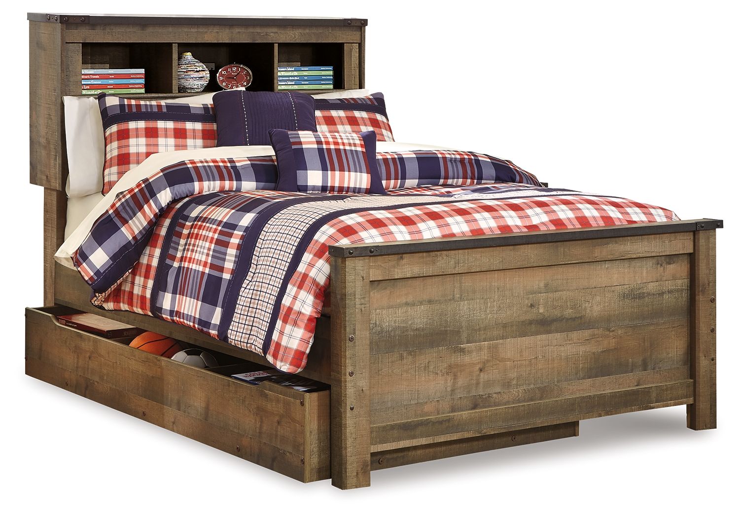 Trinell - Full Bookcase Bed With Storage - Brown