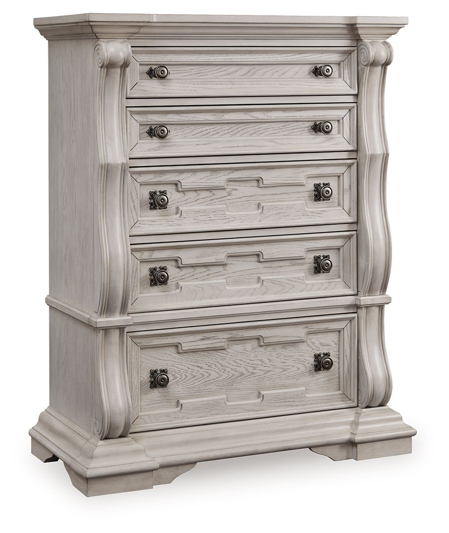 Andonhall - Five Drawer Chest - Antique White