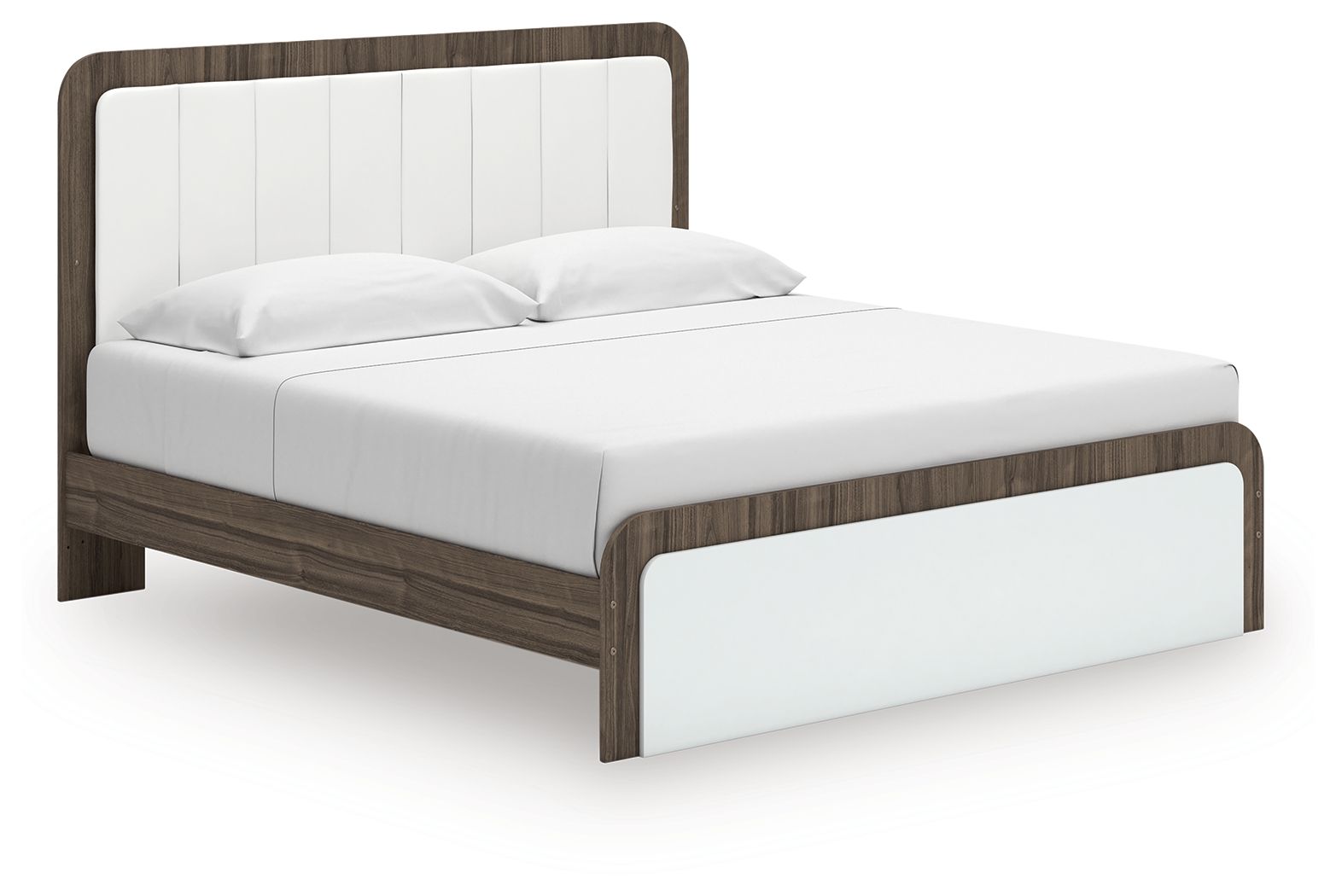 Mazilar - King Upholstered Bed - White / Brown