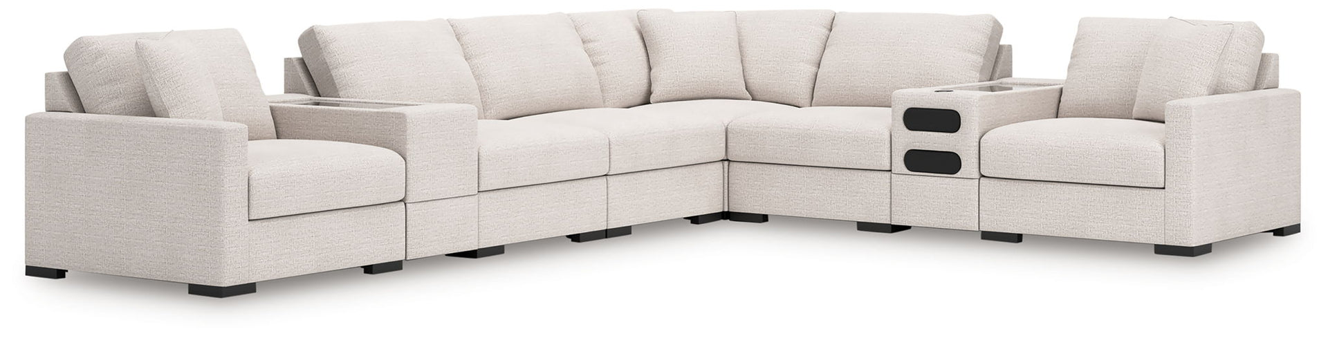 Omaha By Ashley - 8-Piece Sectional With Audio and Storage Consoles - Stone