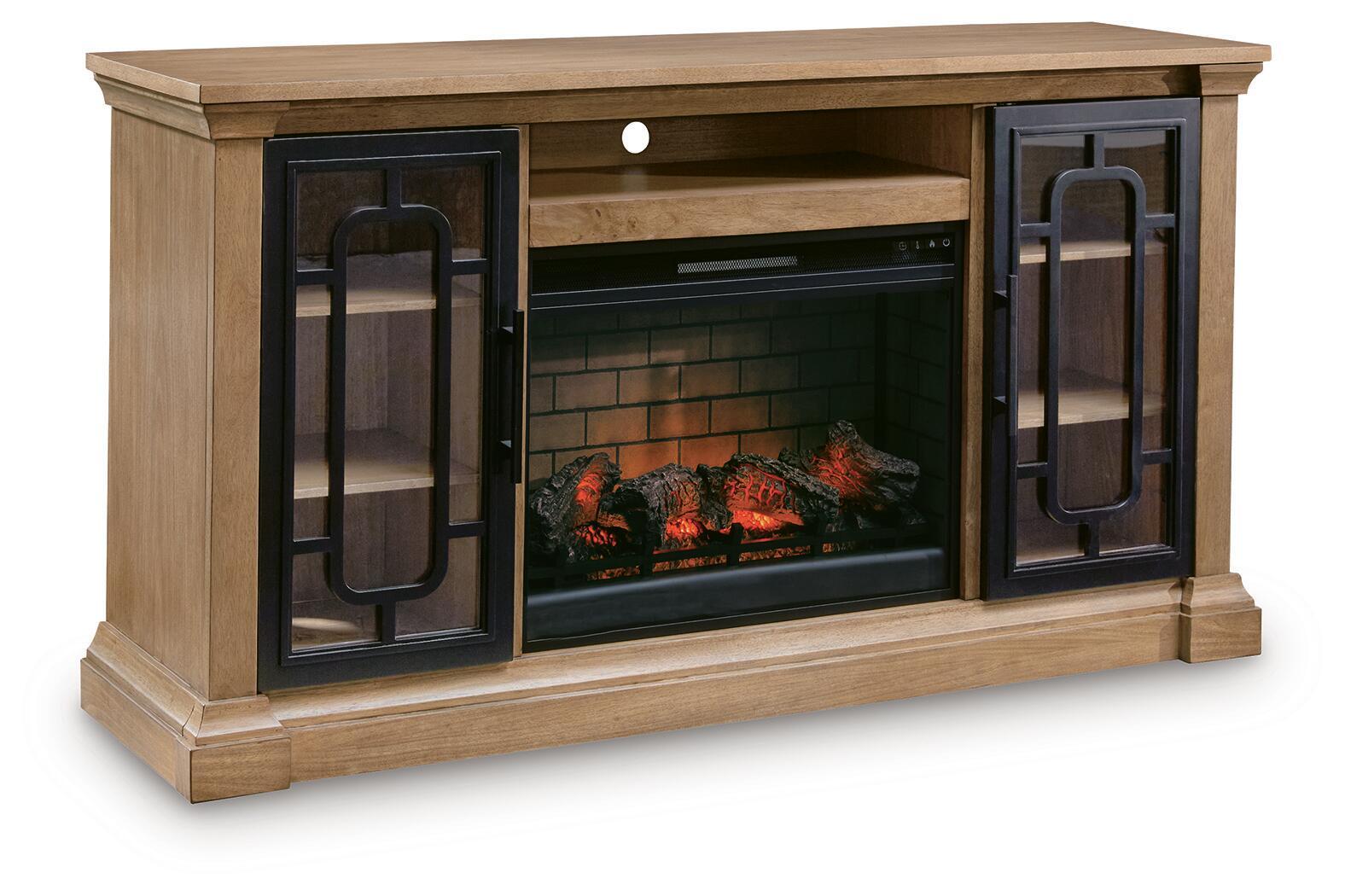 Wittenmyer - 72" TV Stand With Electric Fireplace - Natural / Black