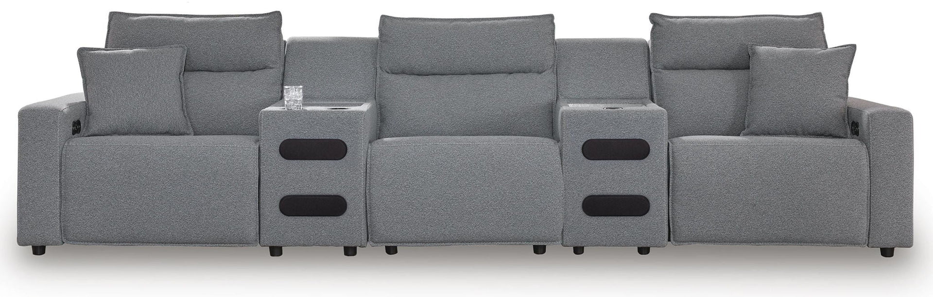 Modmax II - 5-Piece Power Reclining Sectional With Power Armless Recliner And 2 Audio Consoles - Salt And Pepper
