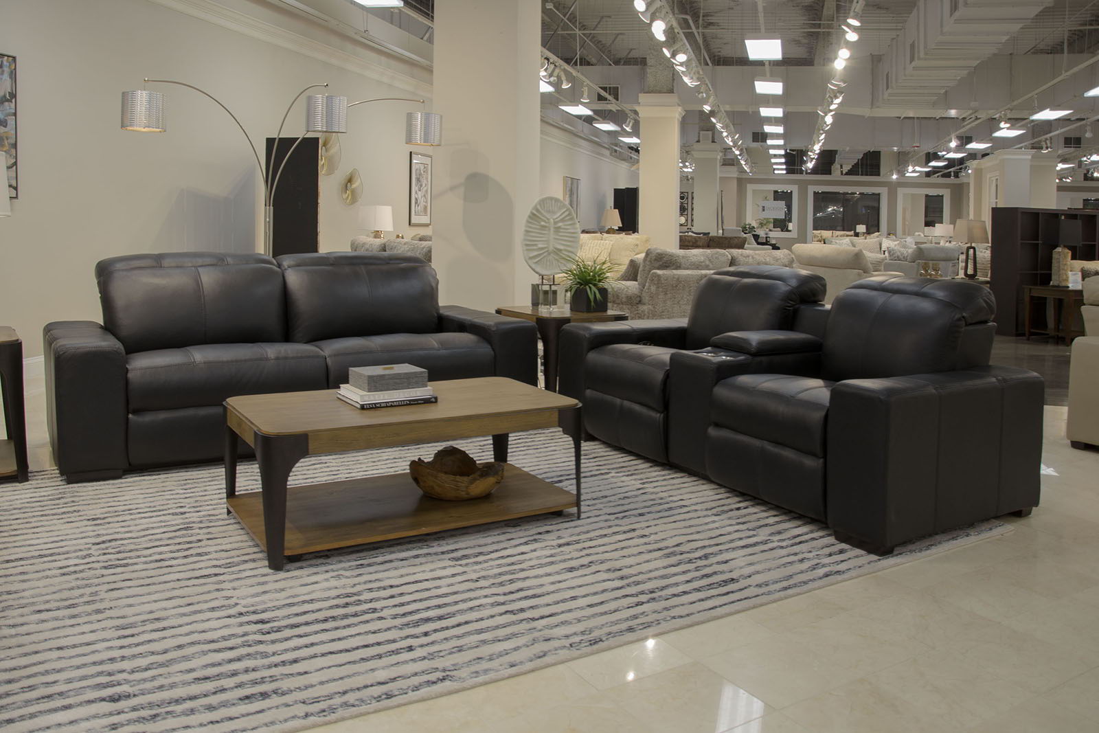 Ferrara Power Recliner Sofa With Zero Gravity and Adjustable Headrest - Black