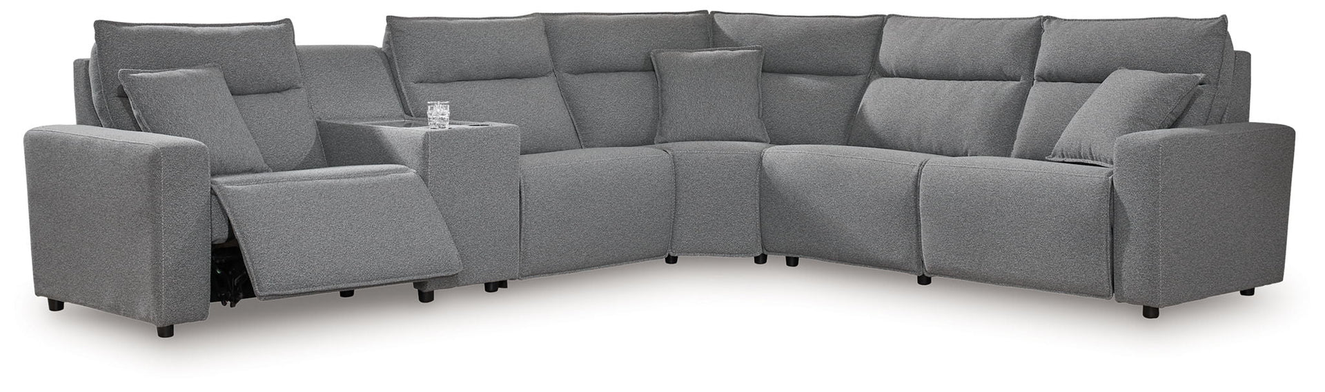 Modmax II - 6-Piece Power Reclining Sectional With 2 Armless Chairs And Console - Salt And Pepper