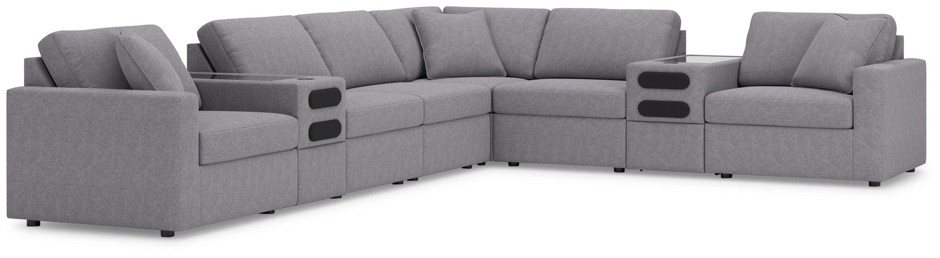 Modmax - 8-Piece Sectional  With 2 Audio System Consoles And 3 Armless Chairs - Granite