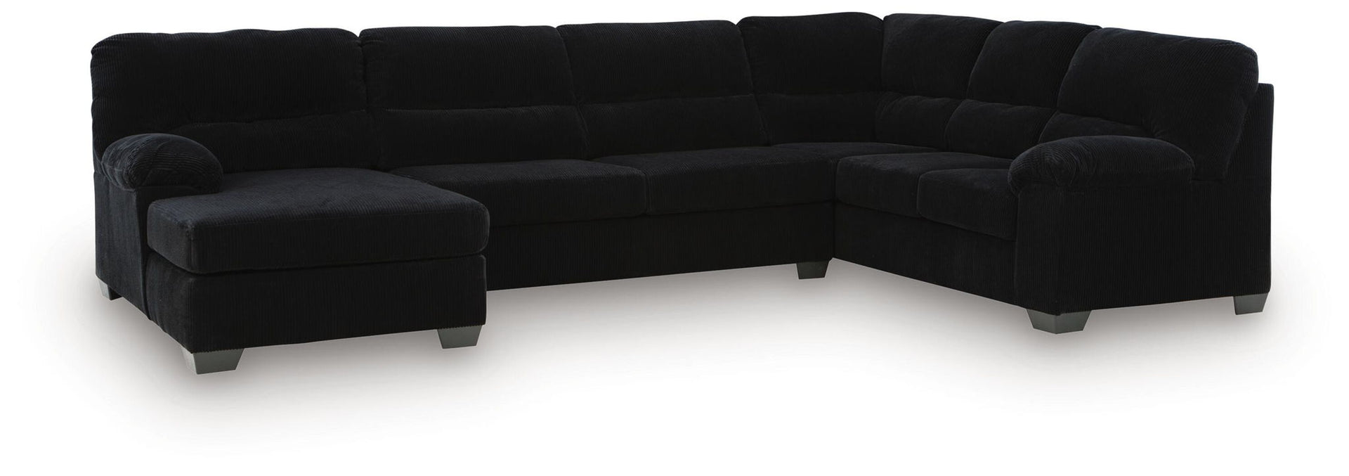 SimpleJoy - 3-Piece Sectional With LAF Corner Chaise- Onyx