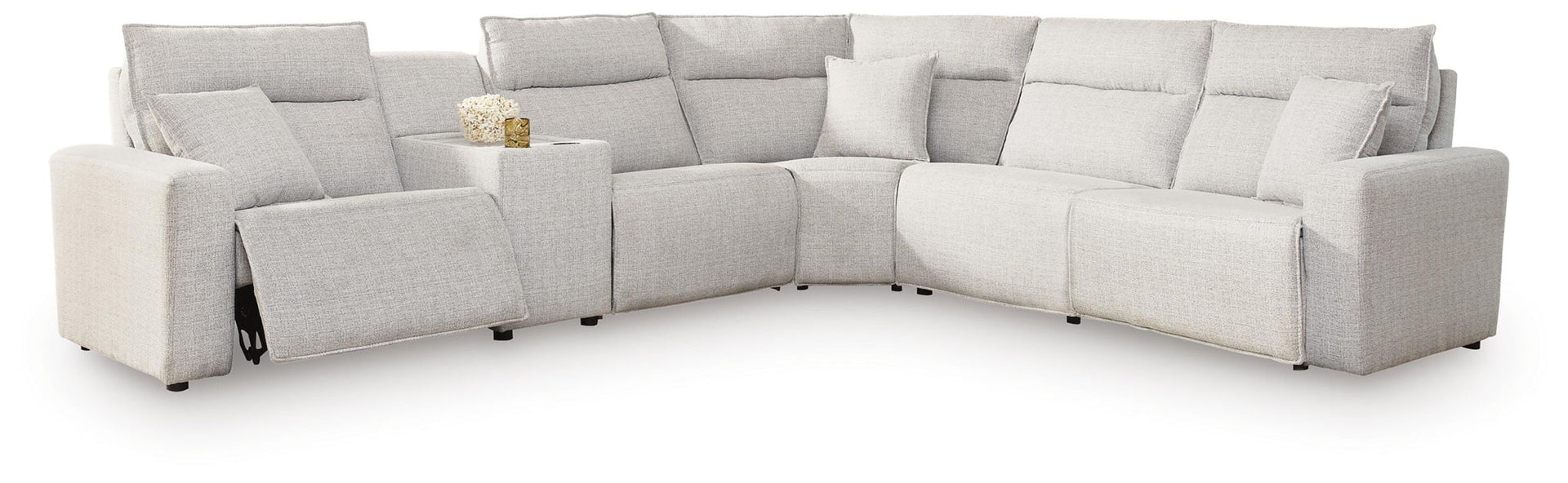 Modmax II - 6-Piece Power Reclining Sectional With 2 Armless Chairs And Console - Stone