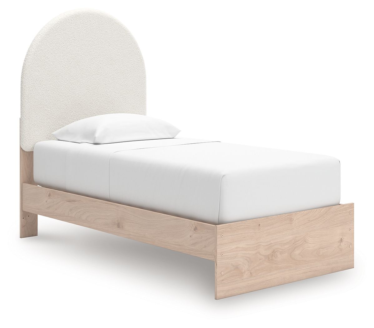Shapella - Twin Upholstered Panel Bed - Tan / White