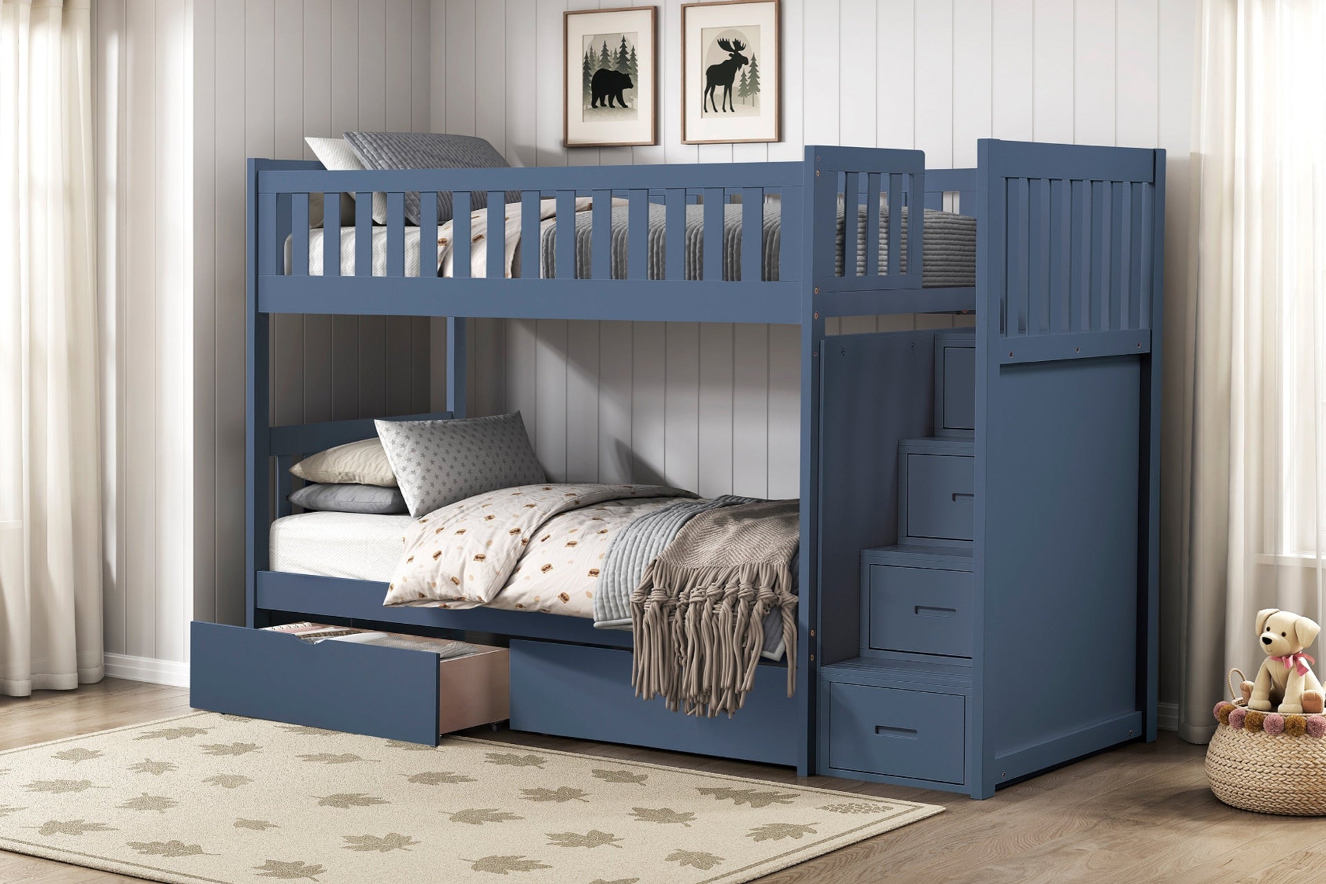 Nora Twin Step Bunk Bed with Storage Boxes