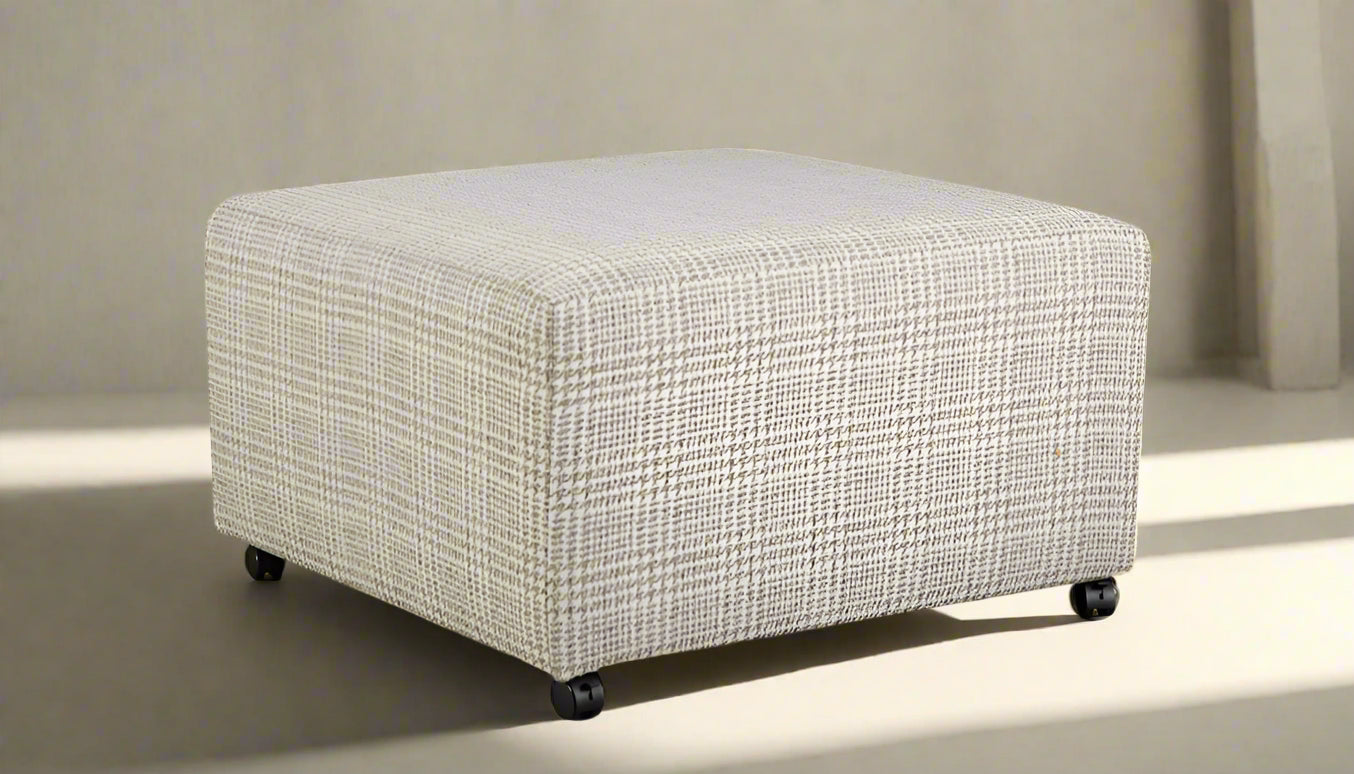 Celadon Raffia Ottoman