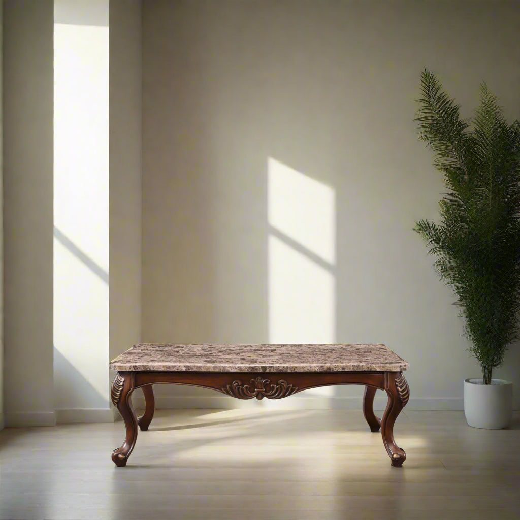 New Roma Cocktail Table with Marble Top