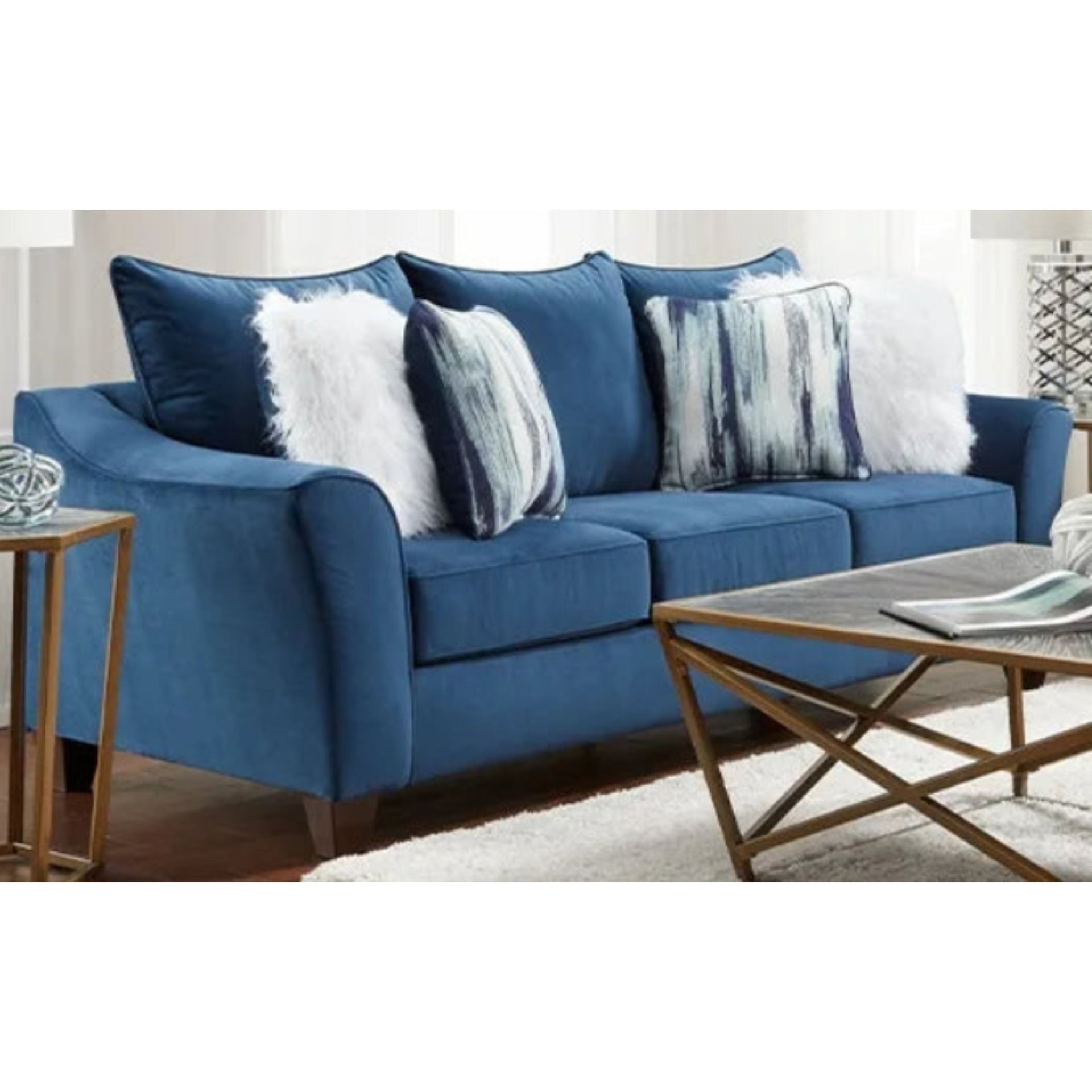 Velour Navy Sofa